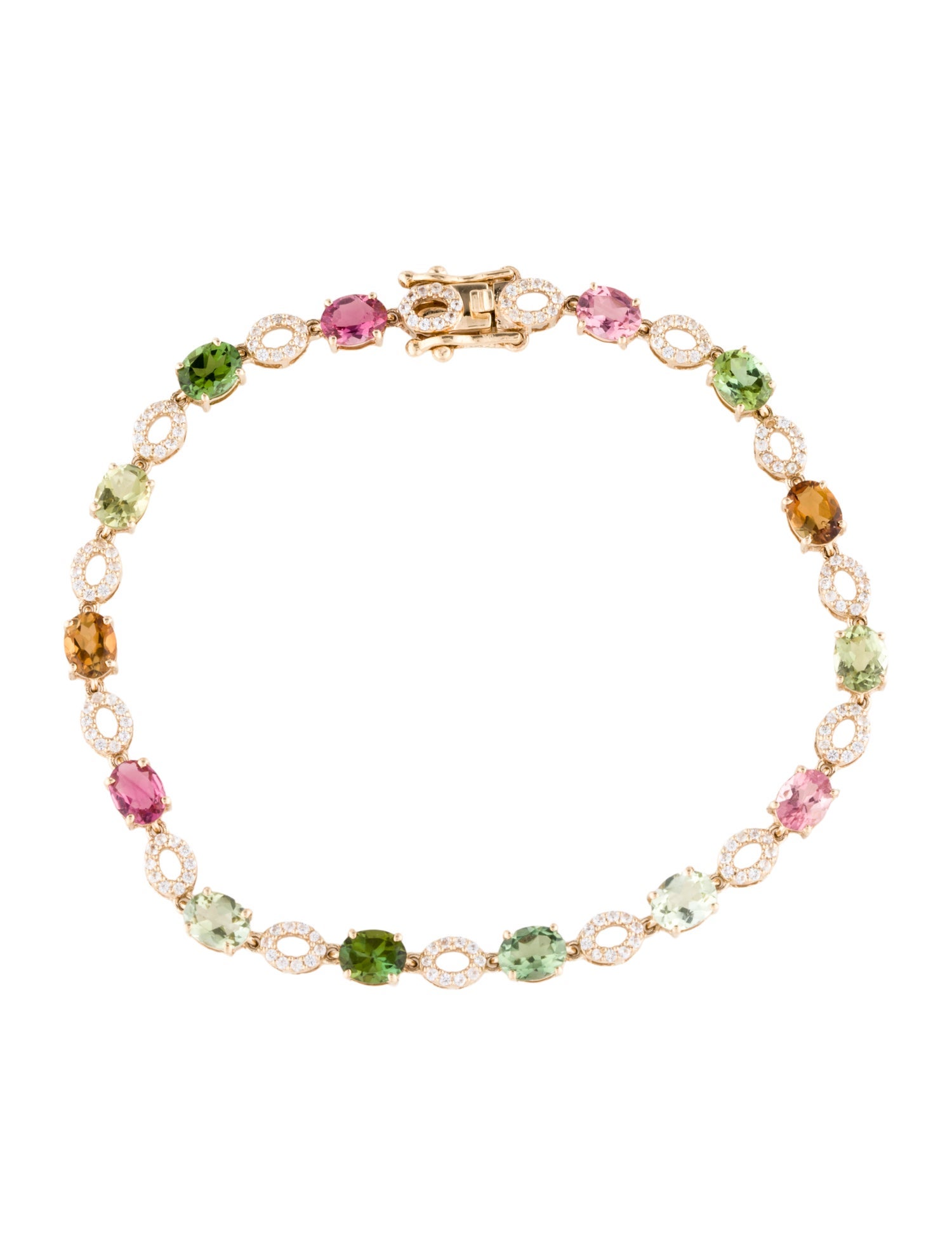 Necklace 14K 4.20ct Turmaine & Sapphire Station Bracelet