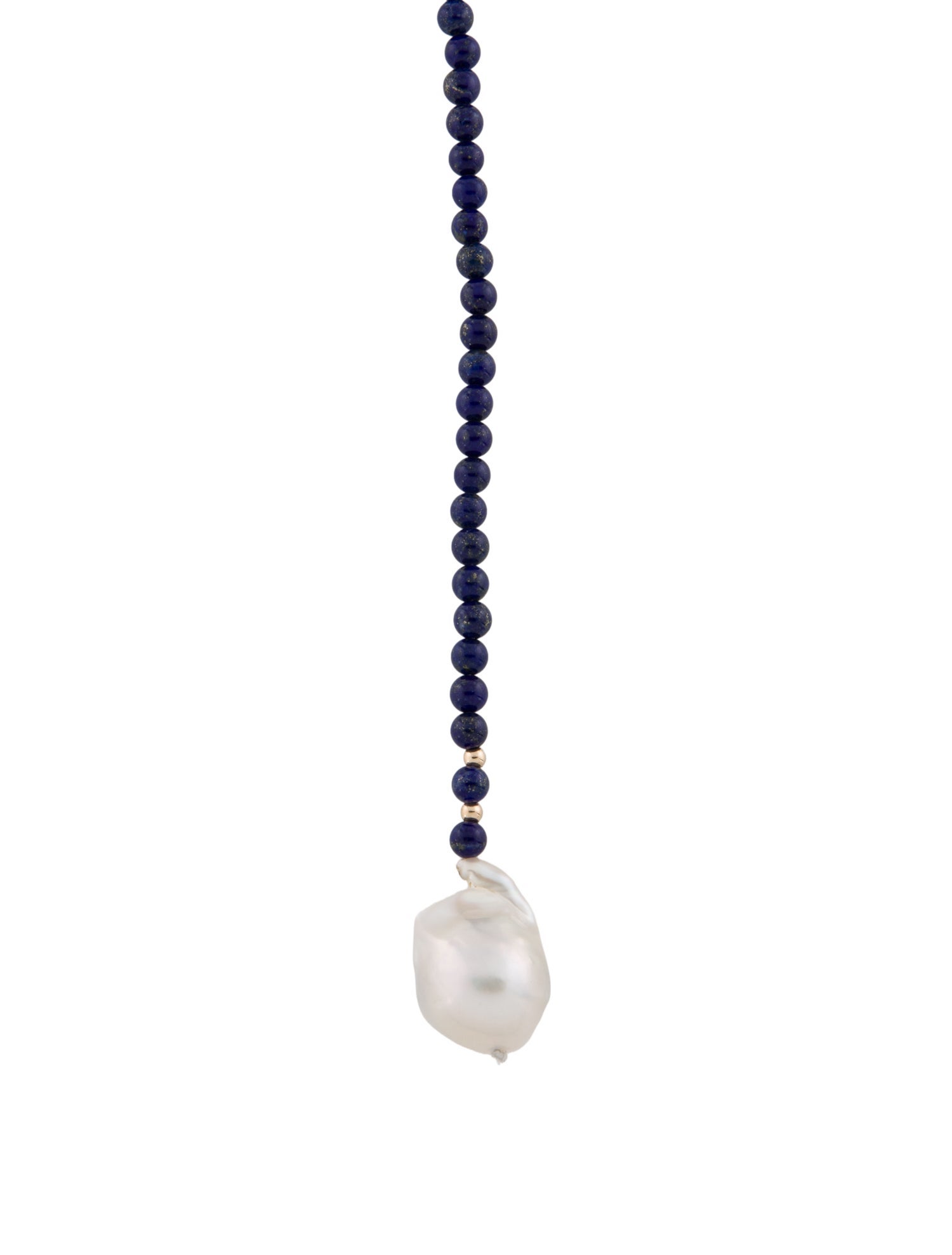 Necklace 14K Pearl & Lapis Lazuli Beaded Lariat