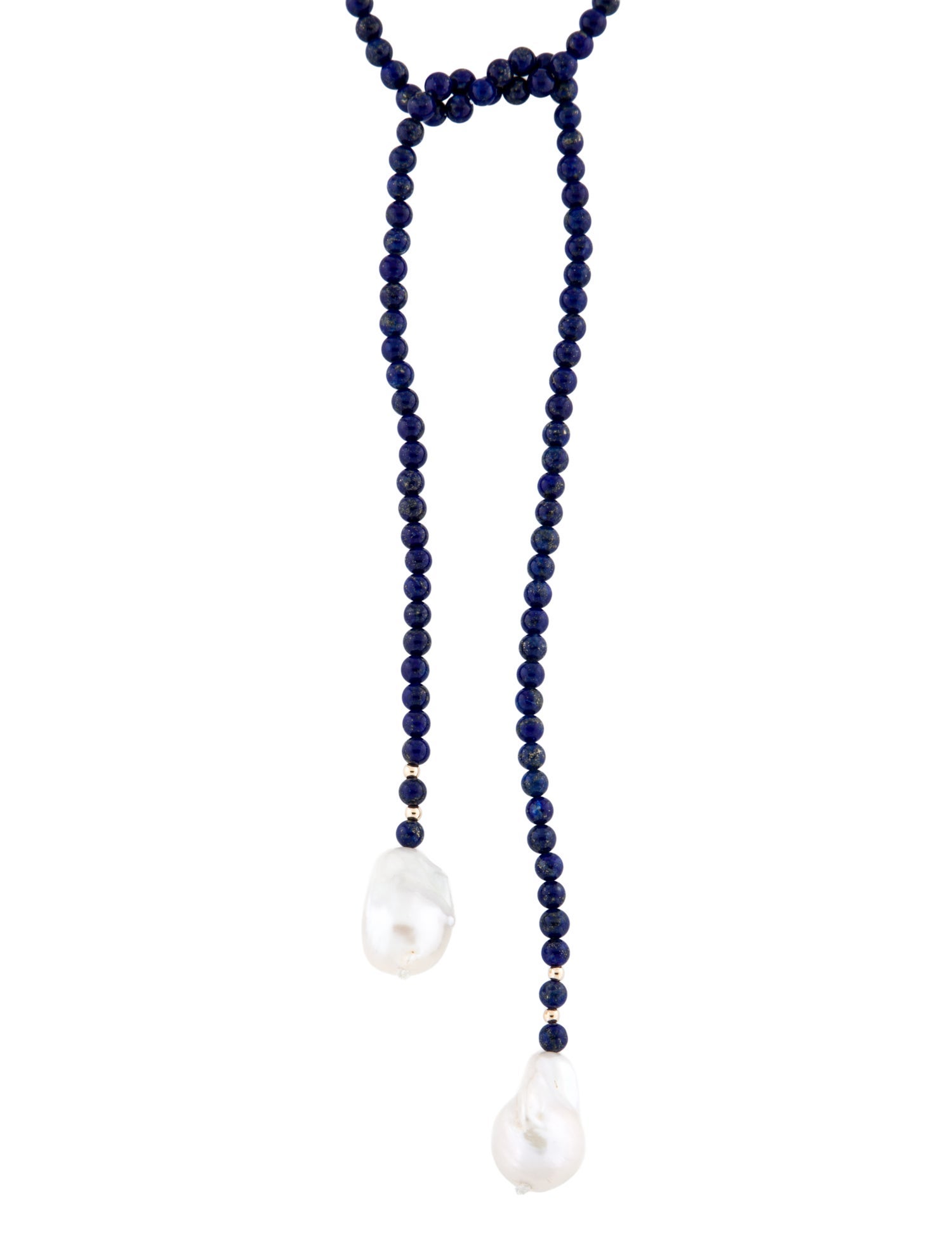 Necklace 14K Pearl & Lapis Lazuli Bead Strand