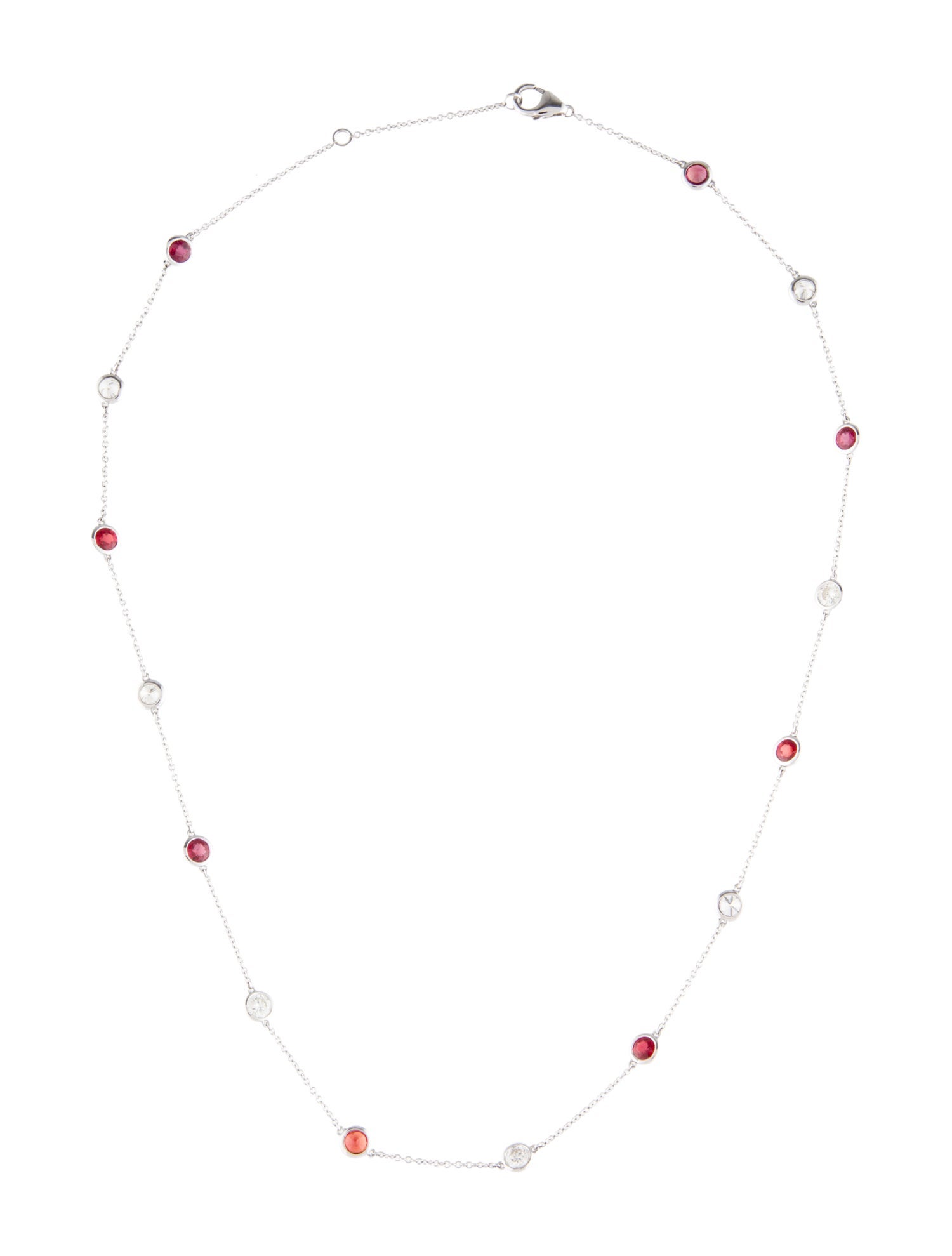 Necklace 14K 1.48ctw Ruby & Diamond Station Necklace