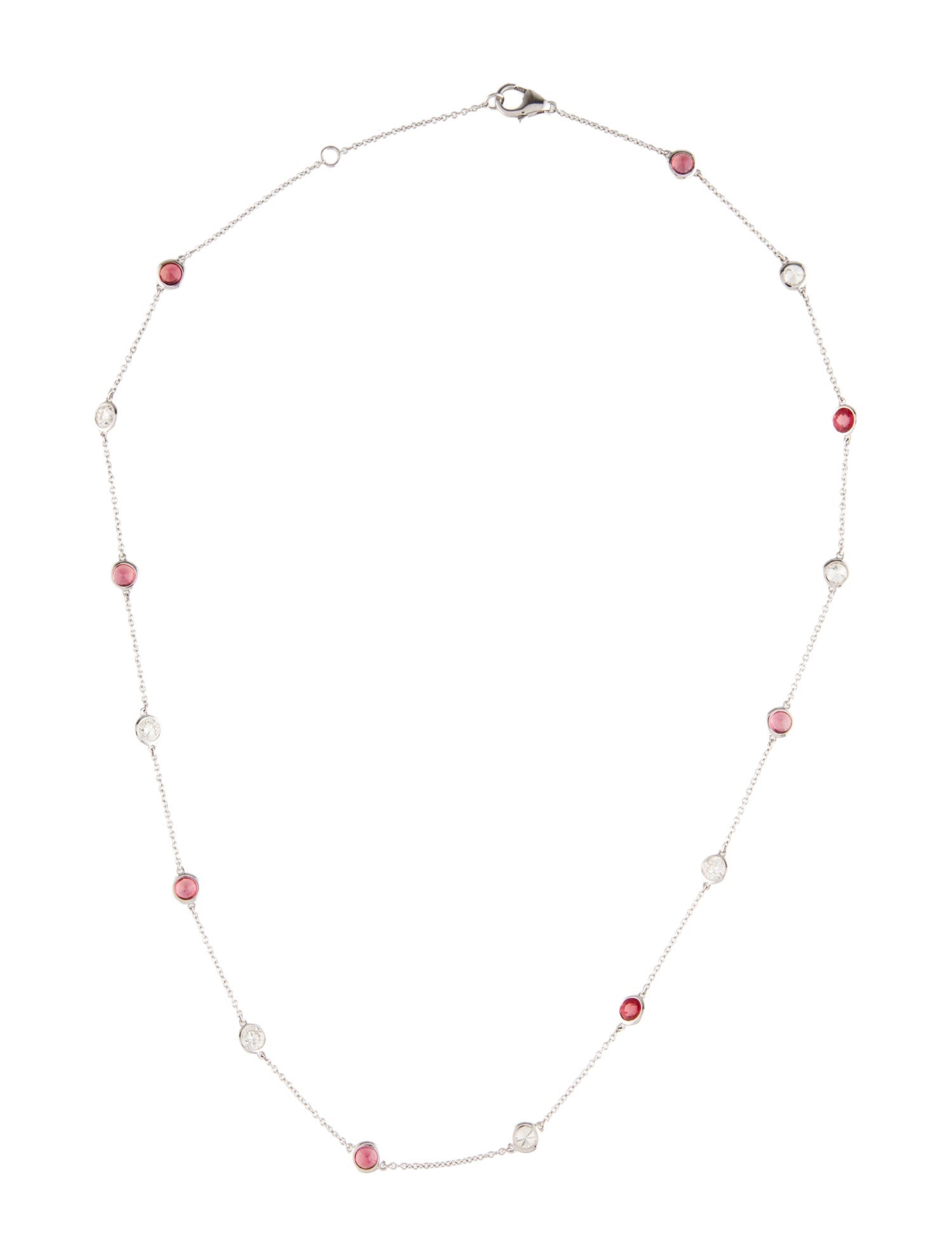 Necklace 14K 1.40ct Ruby & Diamond Station
