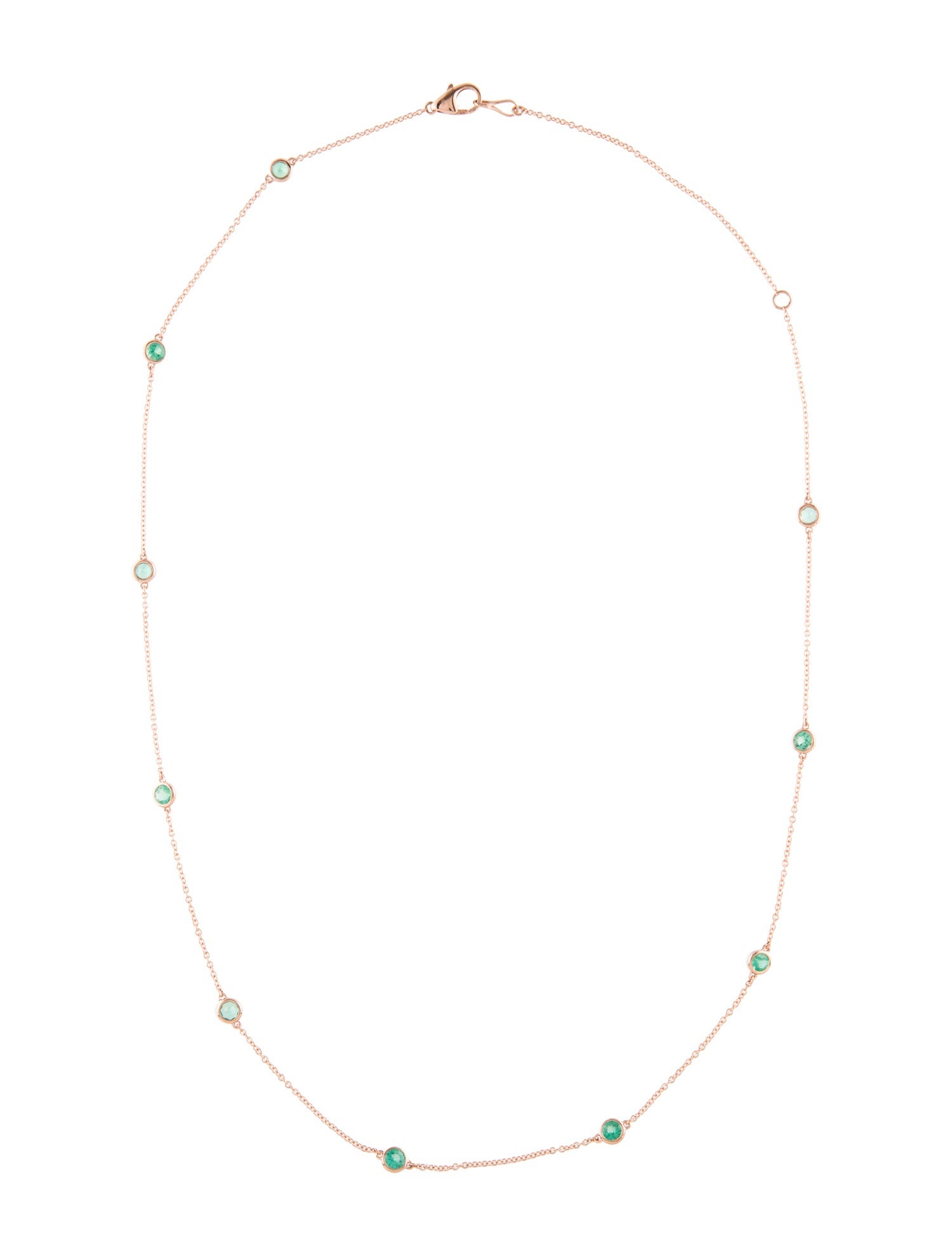 Necklace 14K 1.00ctw Emerald Station