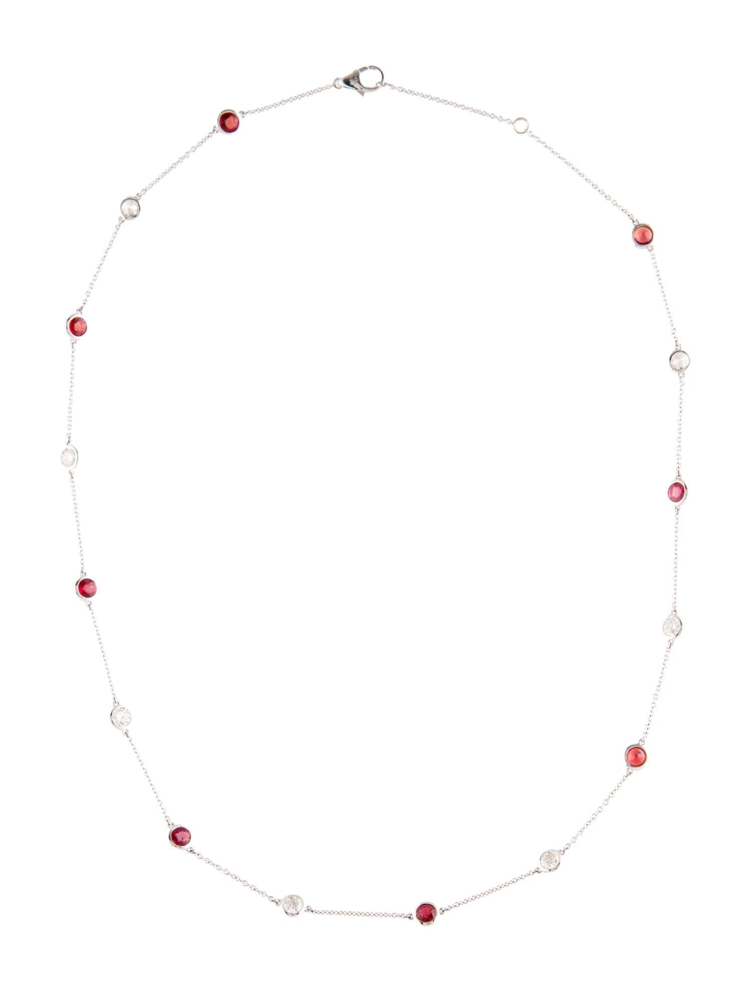 Necklace 14K Ruby & Diamond Station