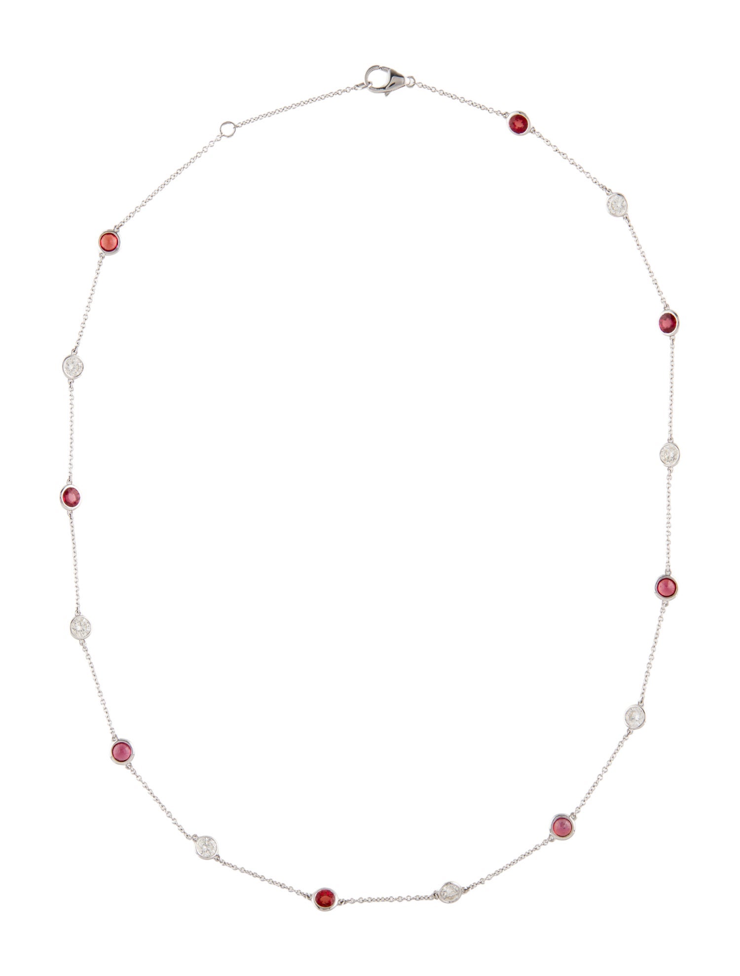 Necklace 14K Ruby & Diamond Station
