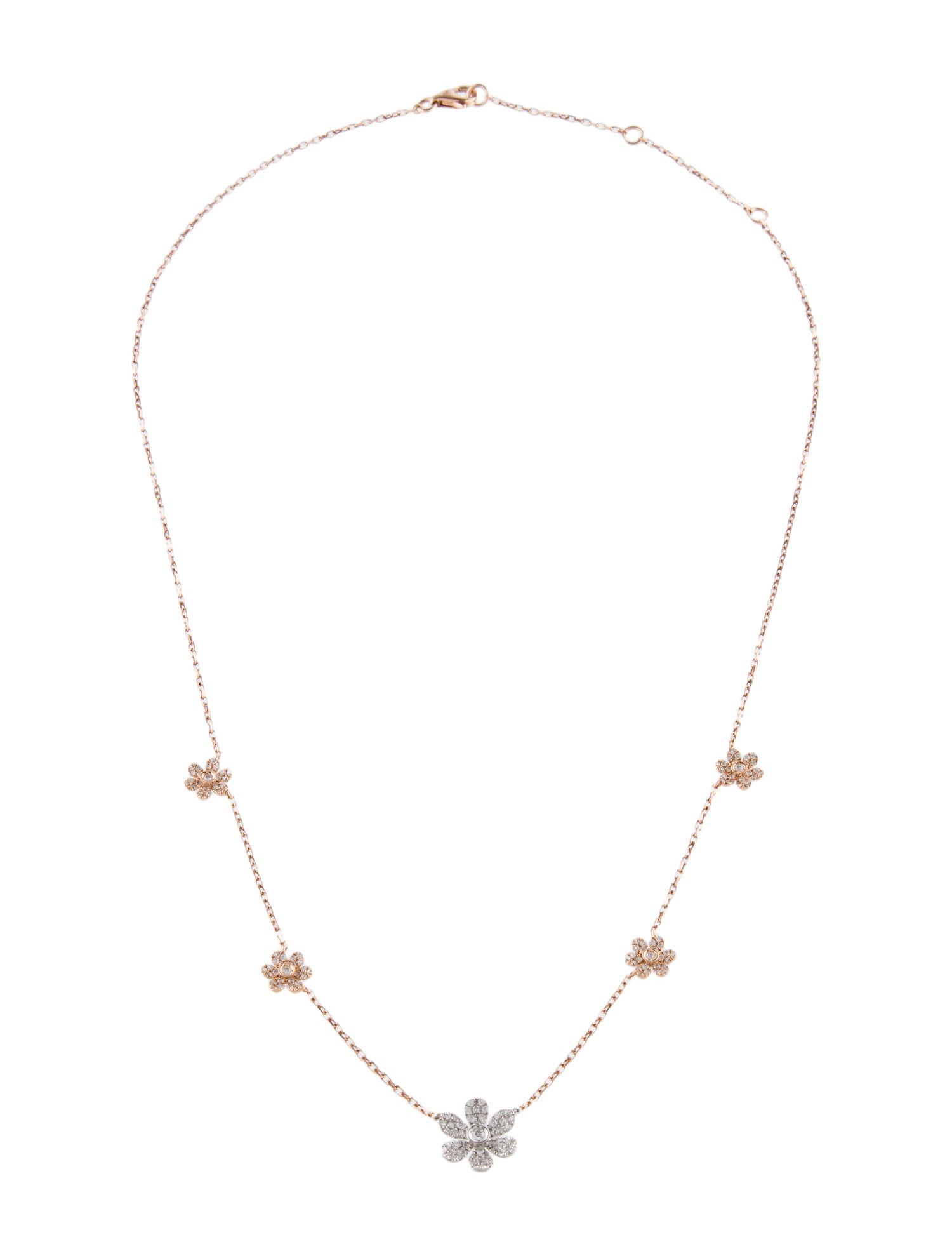 Necklace 14K Diamond Flower Station