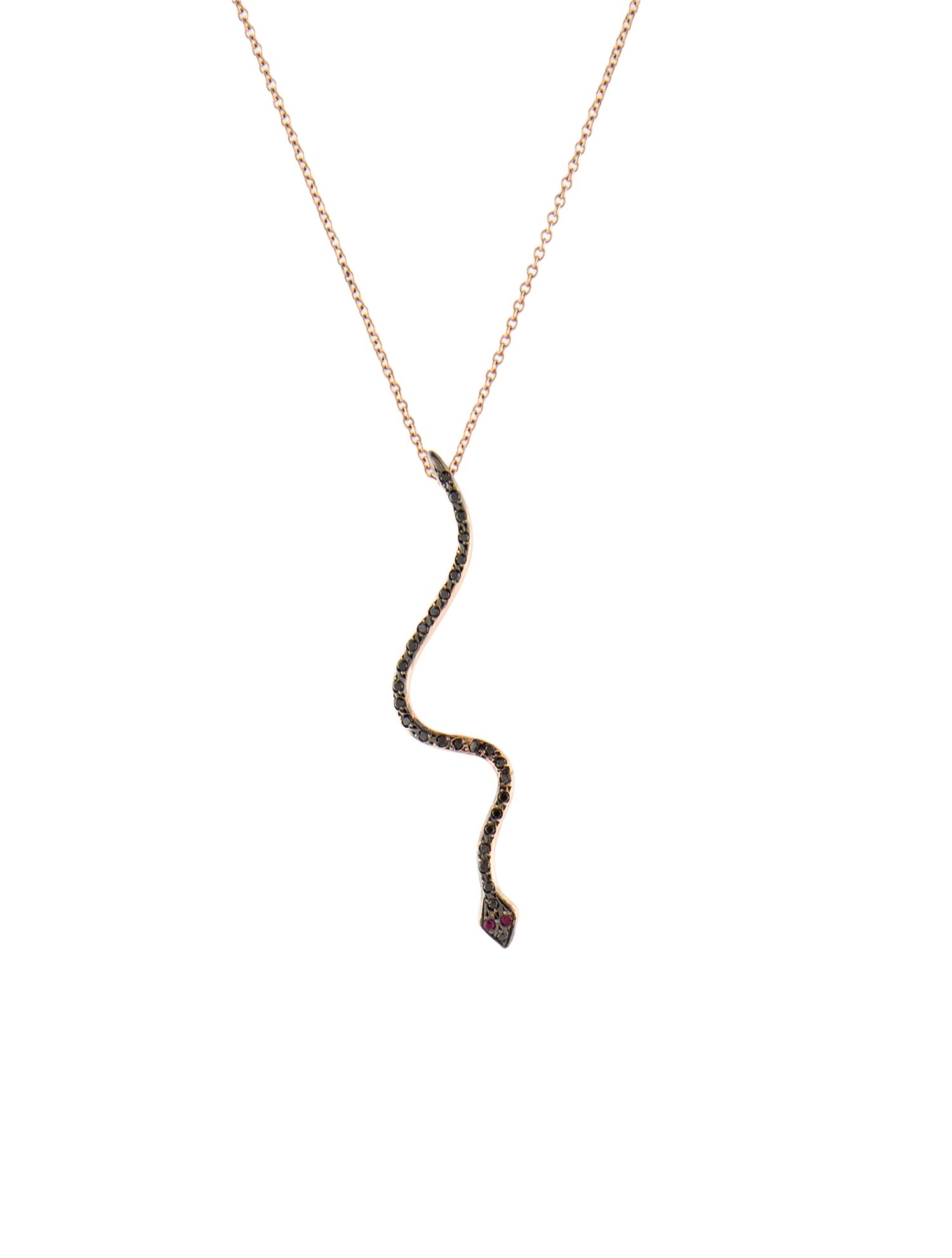 Ileana Makri 18K Diamond & Ruby Lucky Snake Noir Pendant Necklace
