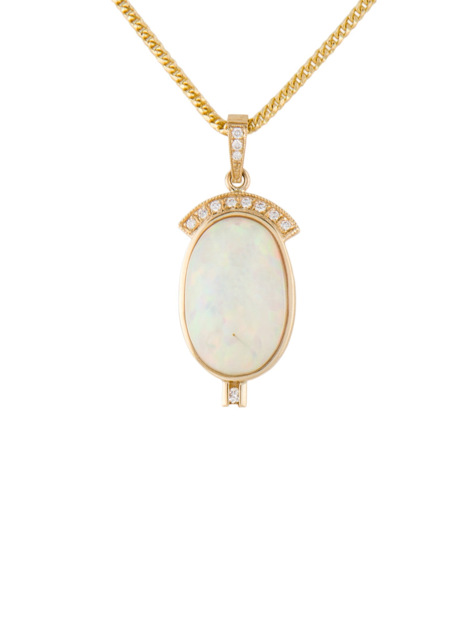 Necklace 14K Opal & Diamond Pendant
