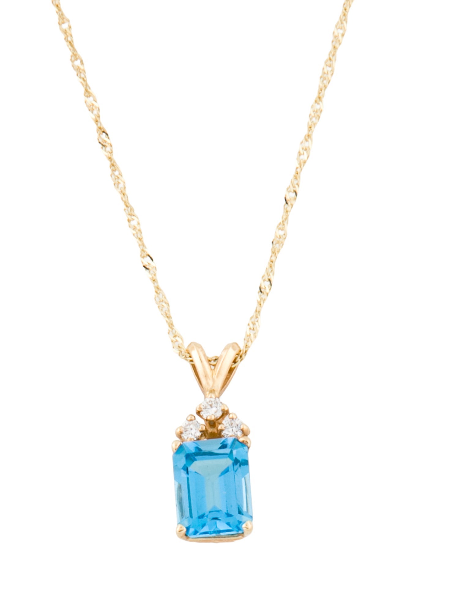 Necklace 14K Topaz & Diamond Pendant