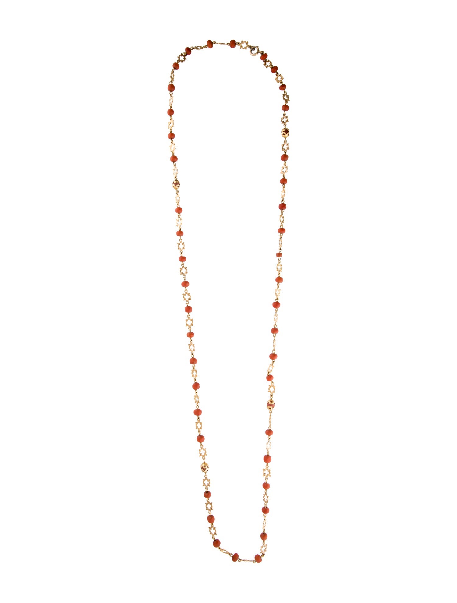 Necklace 14K Coral Bead Station