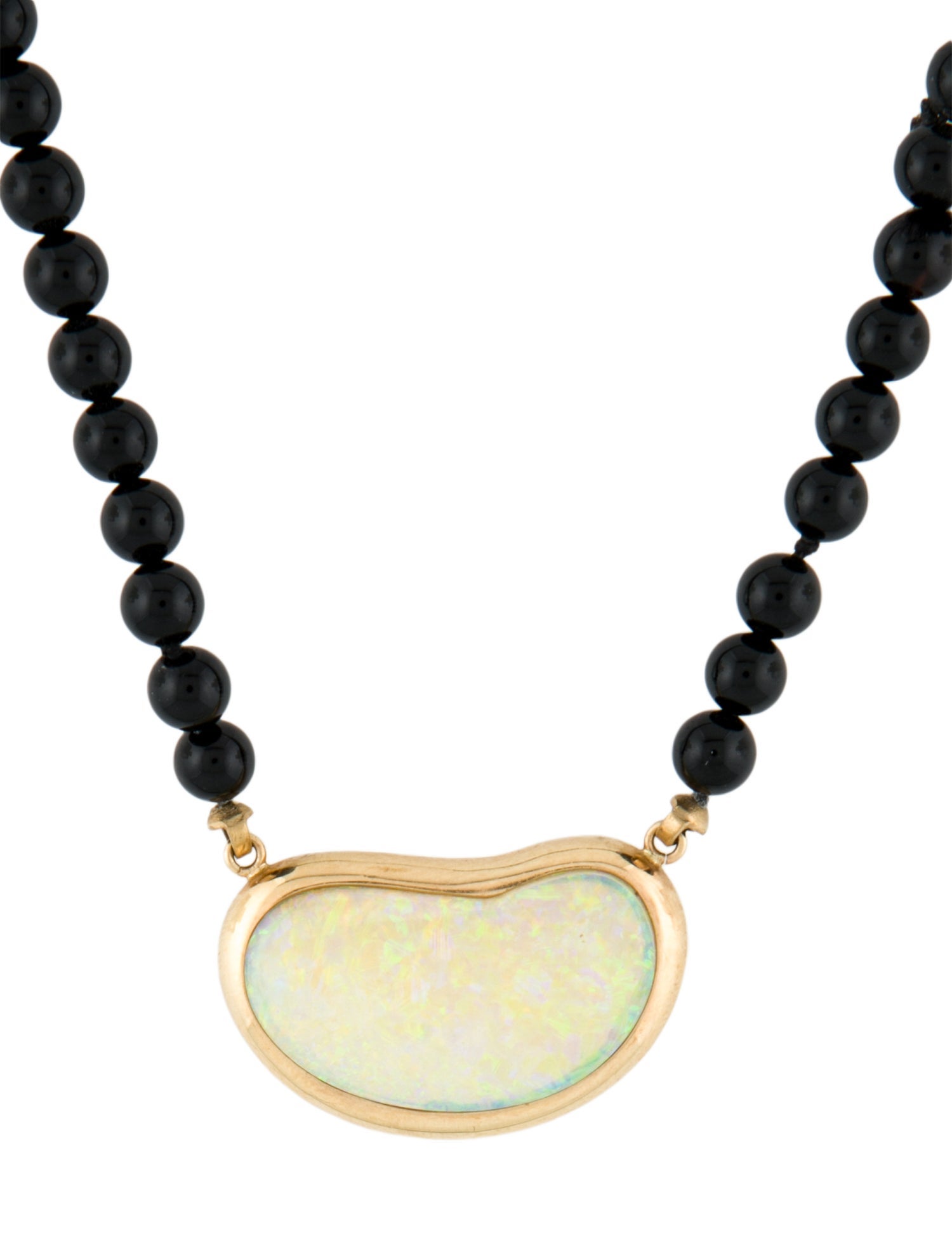 Necklace 14K Opal & Onyx Bead Station