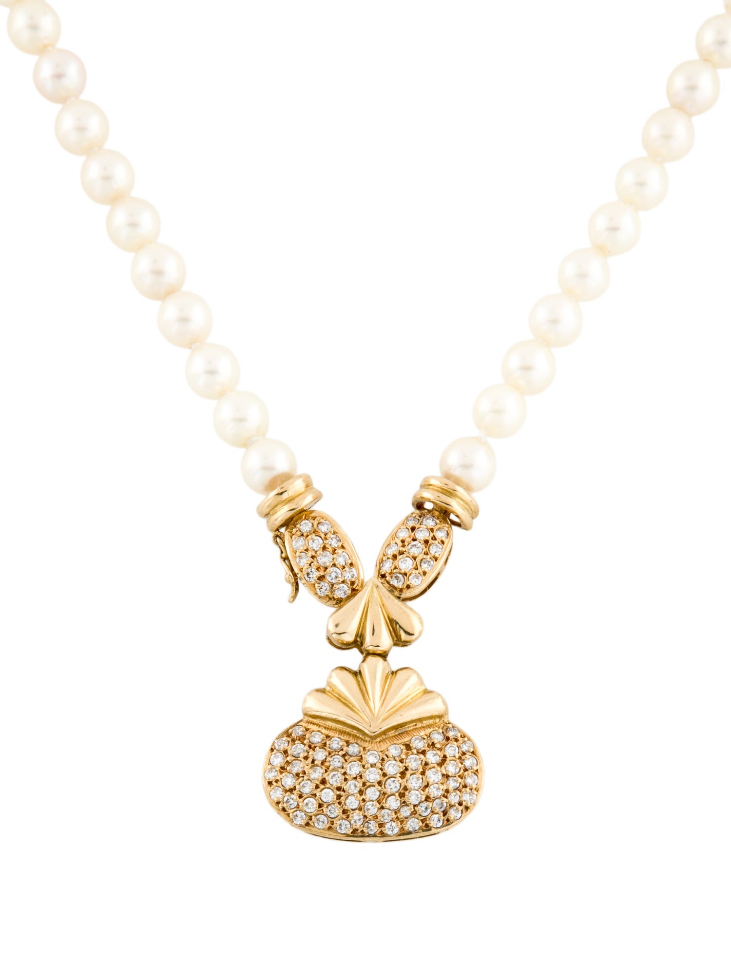 Necklace 18K Pearl & Diamond Drop