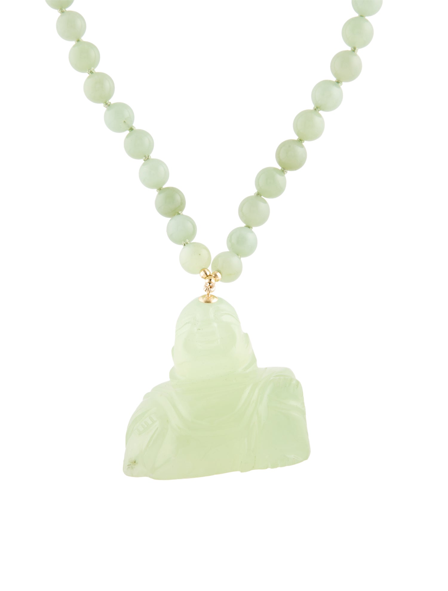 Necklace 14K Serpentine Buddha Pendant Necklace
