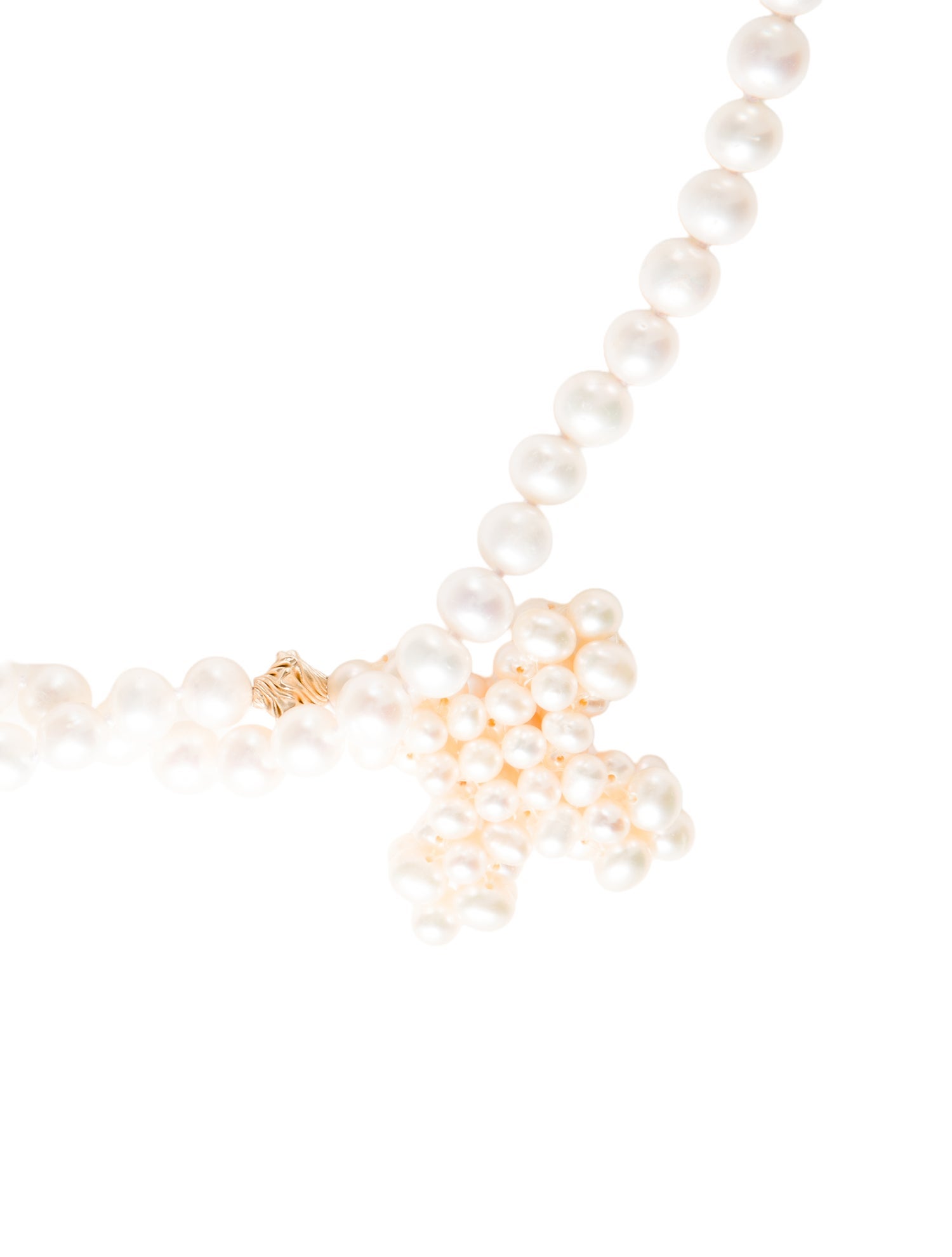 Necklace 14K Pearl Cross Sautoir Rope Lariat