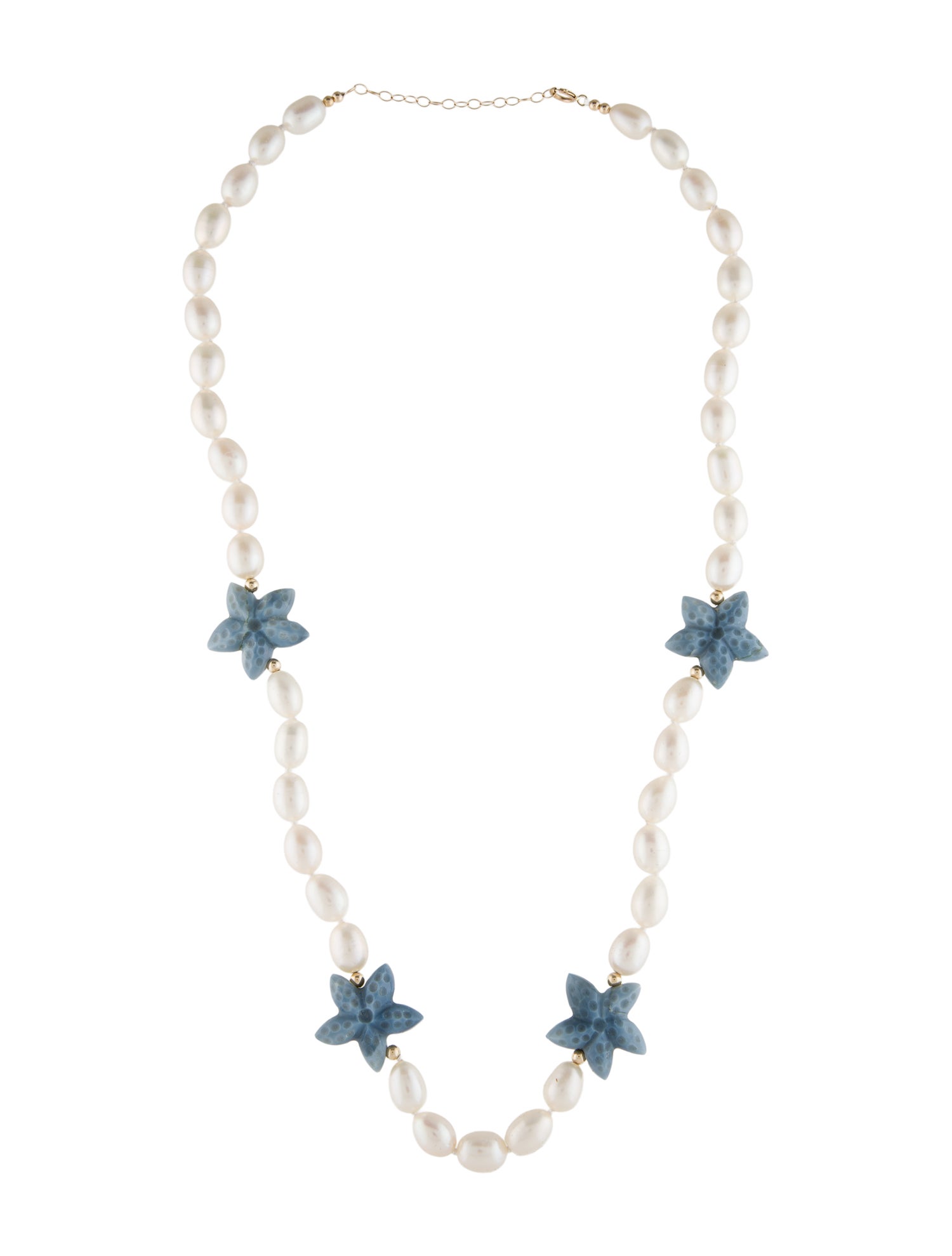 Necklace 14K Pearl & Opal Starfish Station Bead