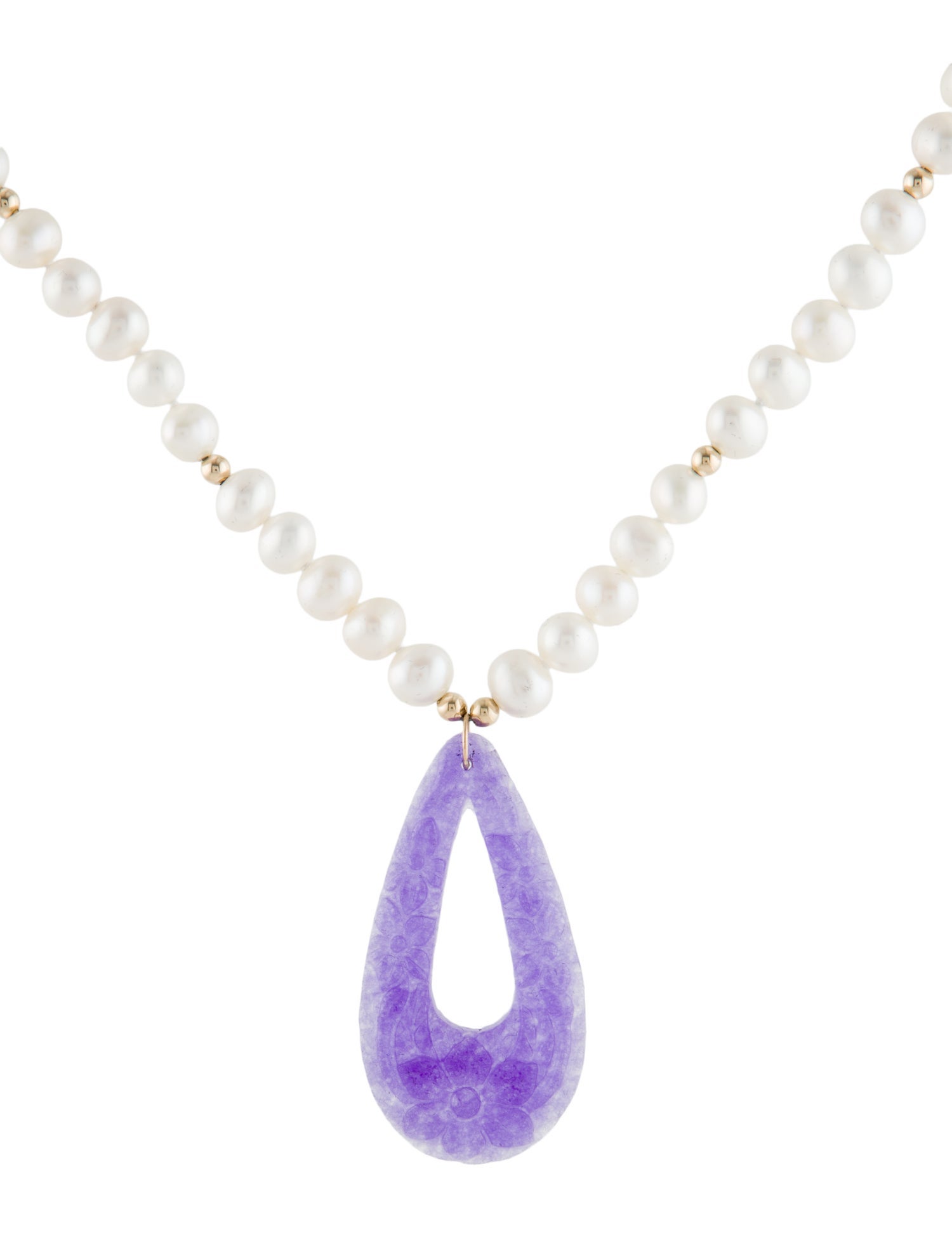 Necklace 14K Pearl & Dyed Quartzite Pendant Bead Strand