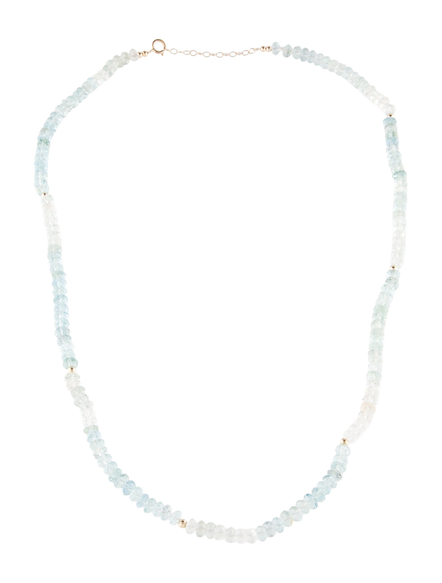 Necklace 14K Aquamarine Bead Strand Necklace