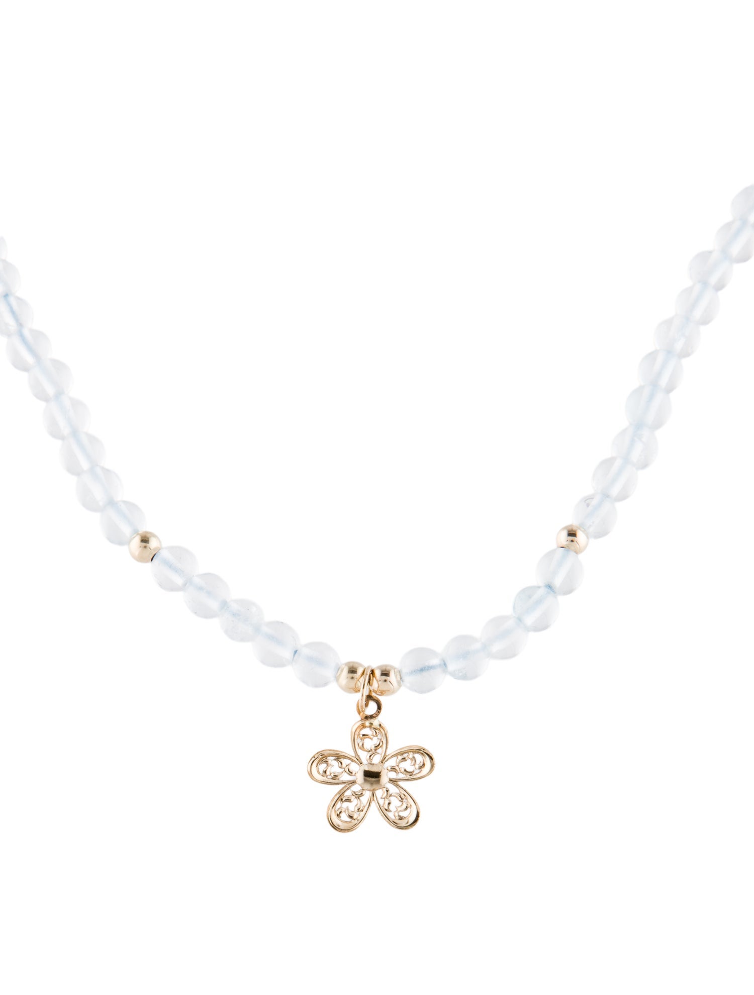 Necklace 14K Topaz Flower Bead Pendant