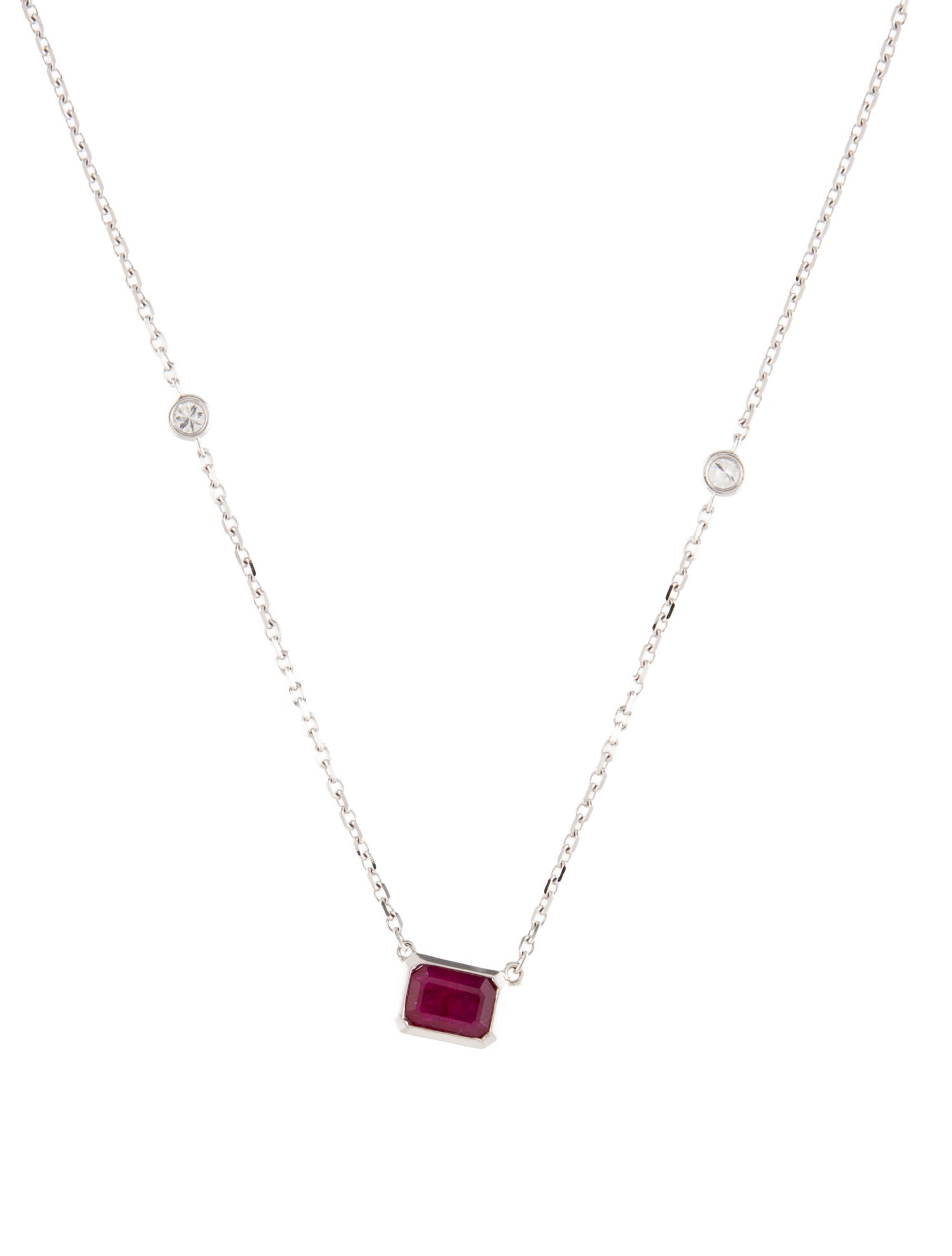 Necklace 14K Ruby & Diamond Pendant Necklace