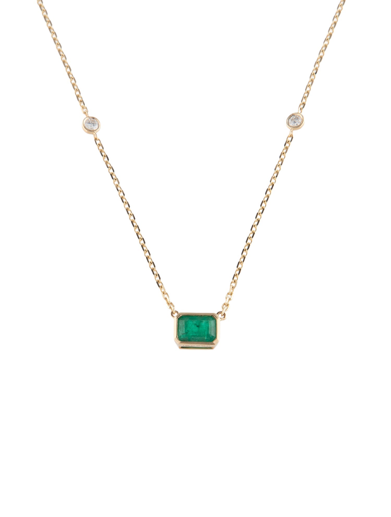 Necklace 14K 1.00ct Emerald & Diamond Pendant