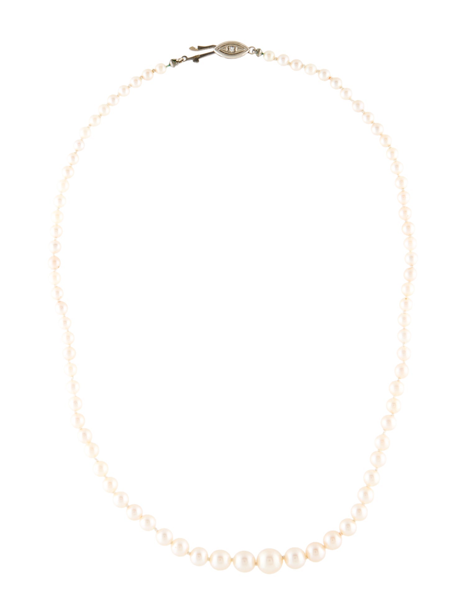 Necklace 14K Pearl & Diamond Bead Strand