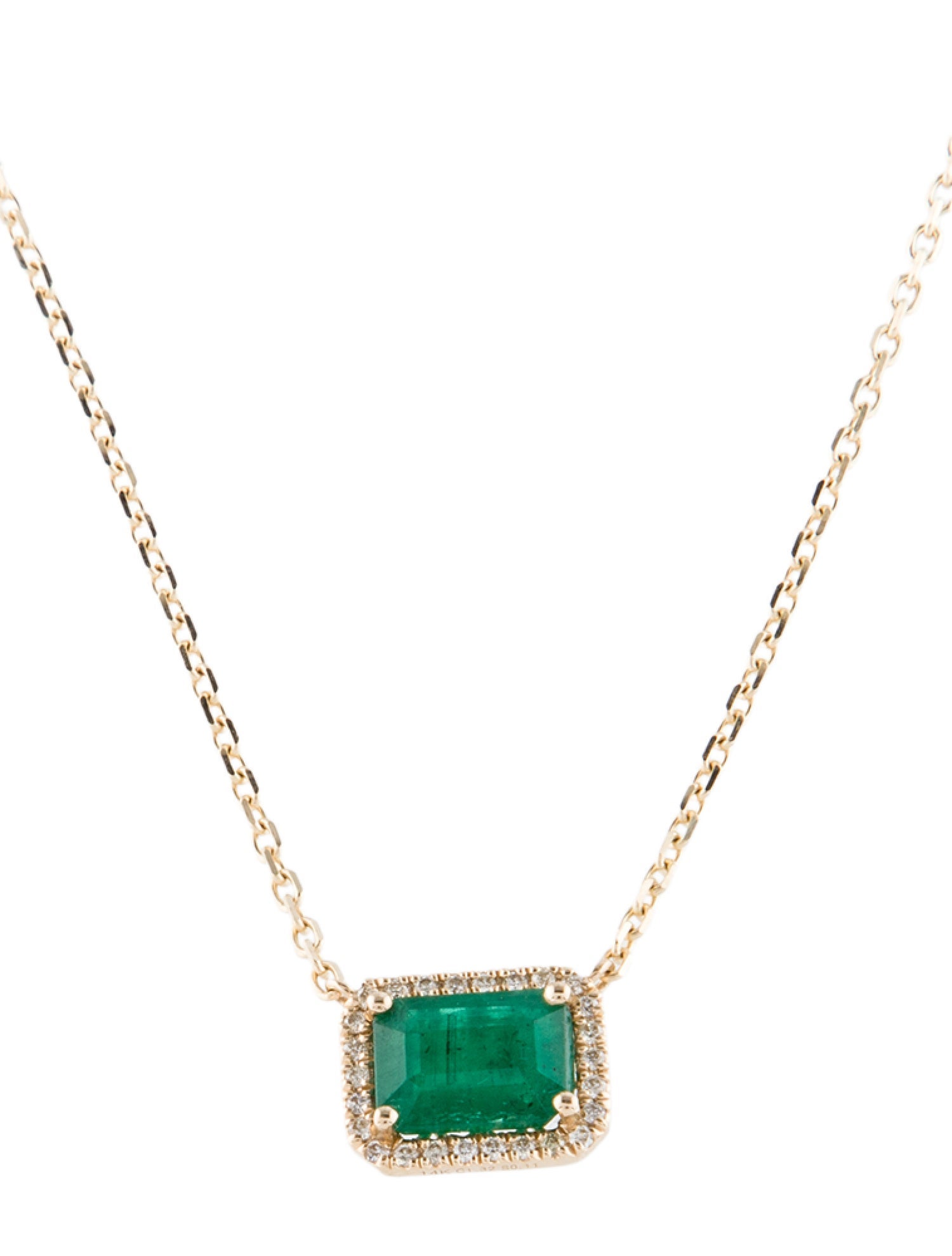 Necklace 14K Emerald & Diamond Pendant