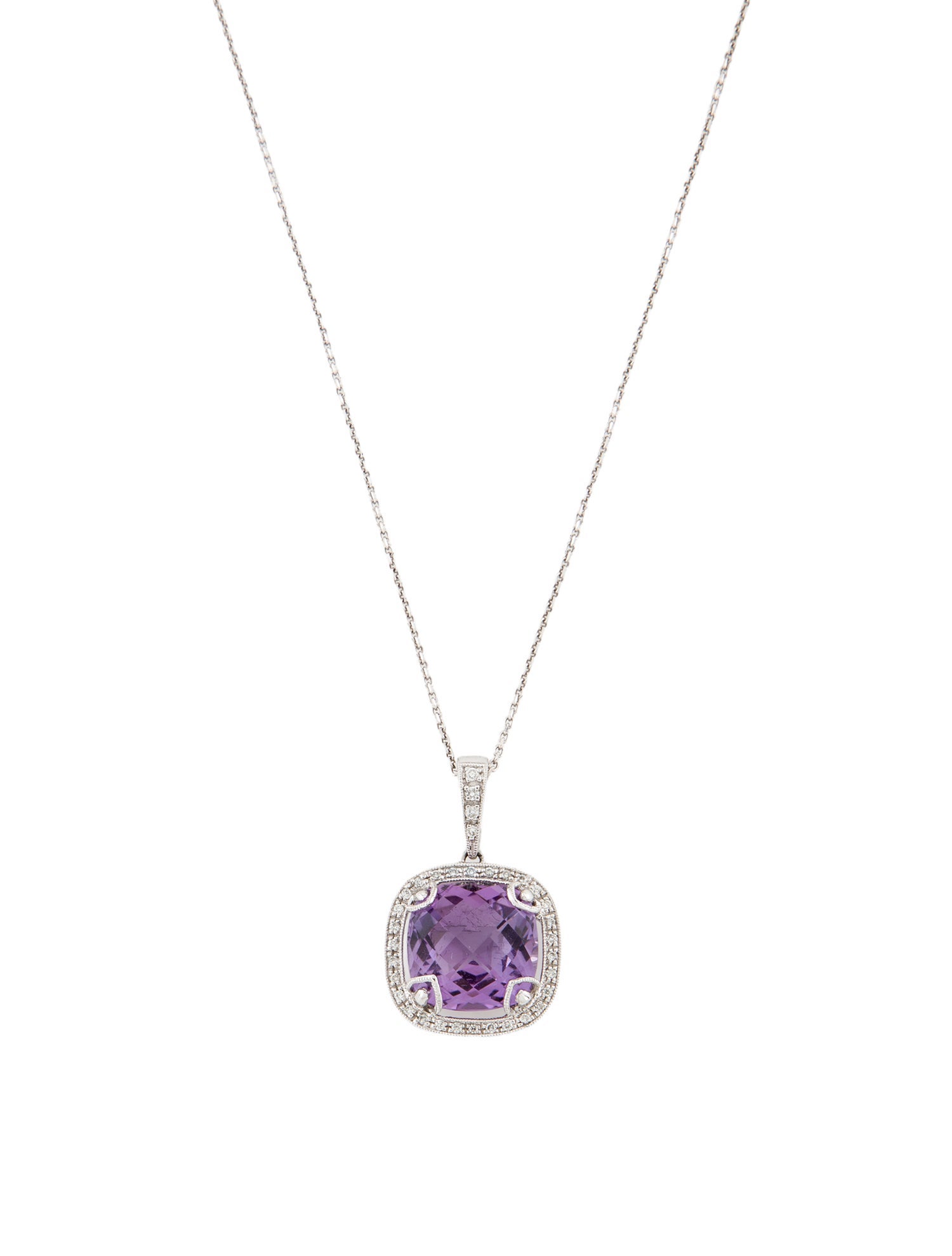Necklace 14K Amethyst & Diamond Pendant