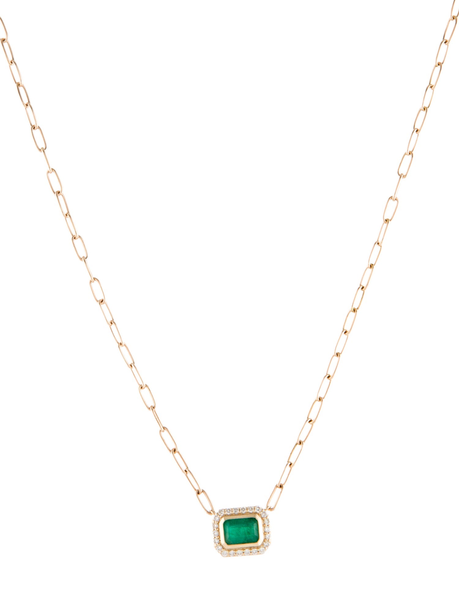 Necklace 14K Emerald & Diamond Pendant