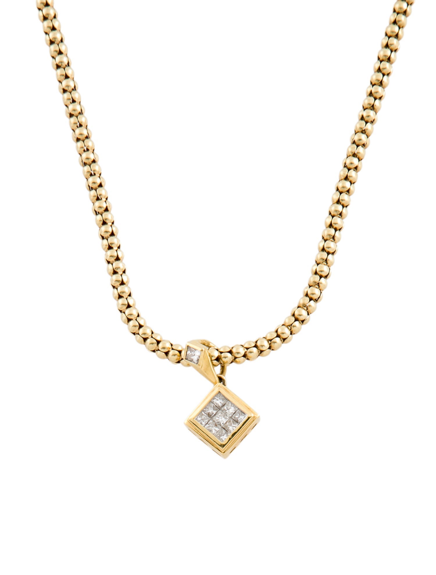 Necklace 14K Diamond Square Pendant