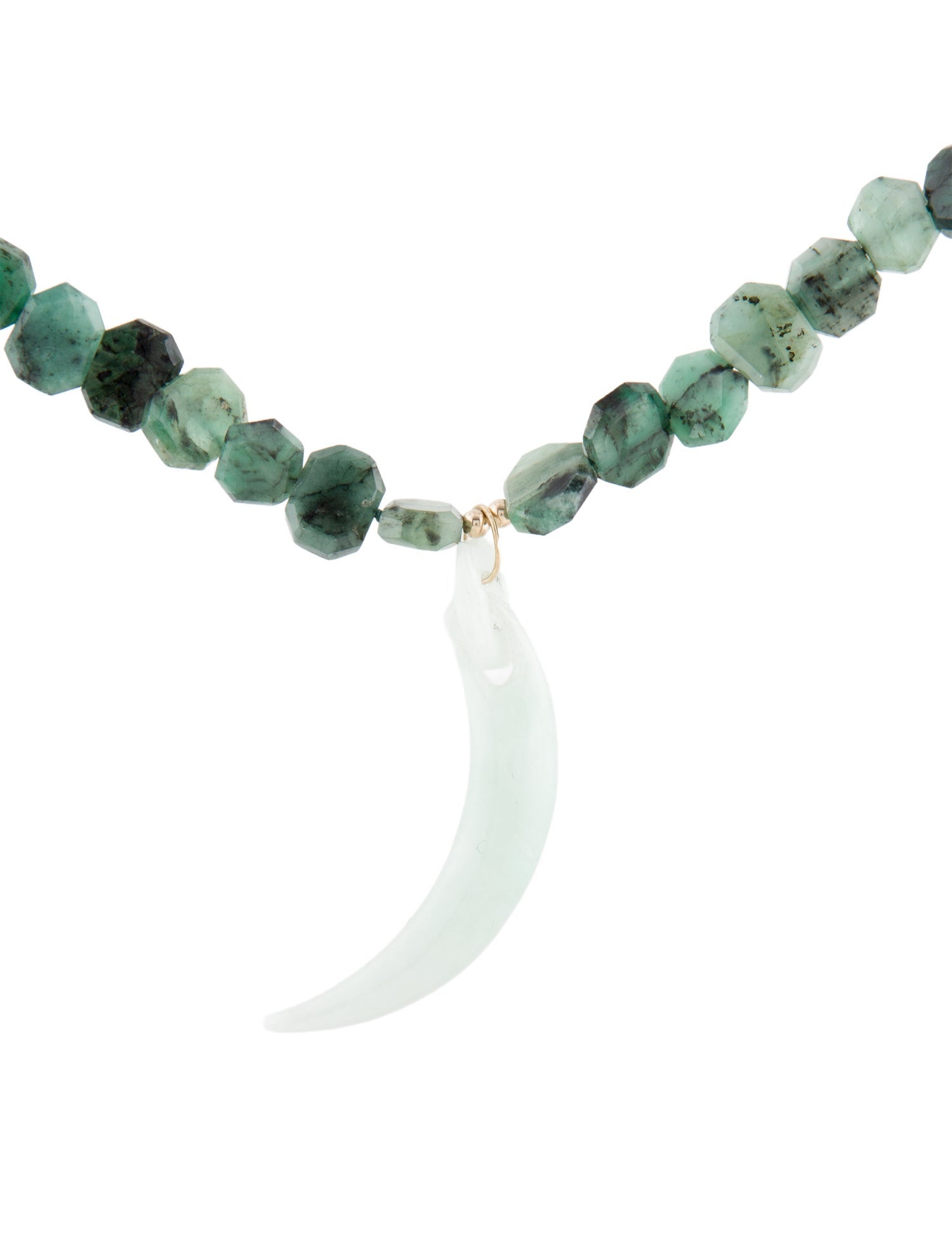 Necklace 14K Emerald & Jadeite Bead Pendant