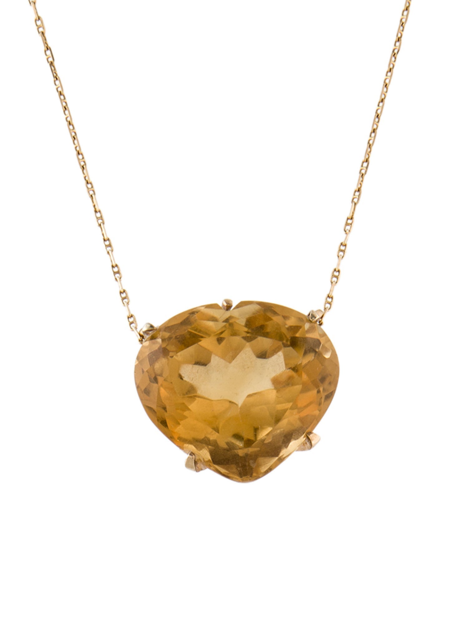 Necklace 14K 72.60ctw Citrine Heart Pendant