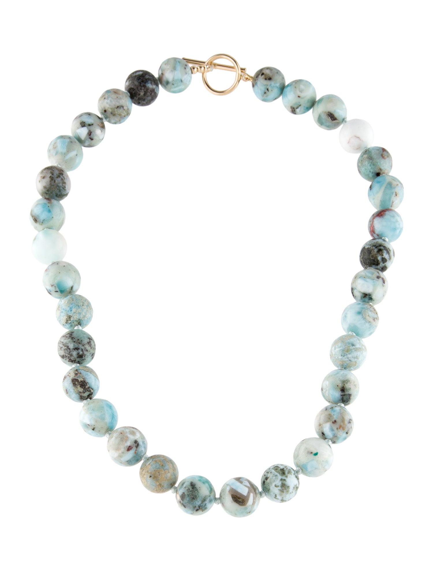 Necklace 14K Pectolite Bead Strand Necklace
