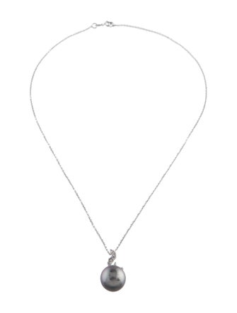 Necklace 14K Pearl & Diamond Pendant Necklace