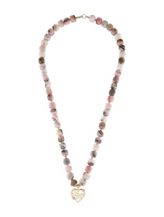 Necklace 14K Opal Bead 'I Love You' Heart Pendant Necklace