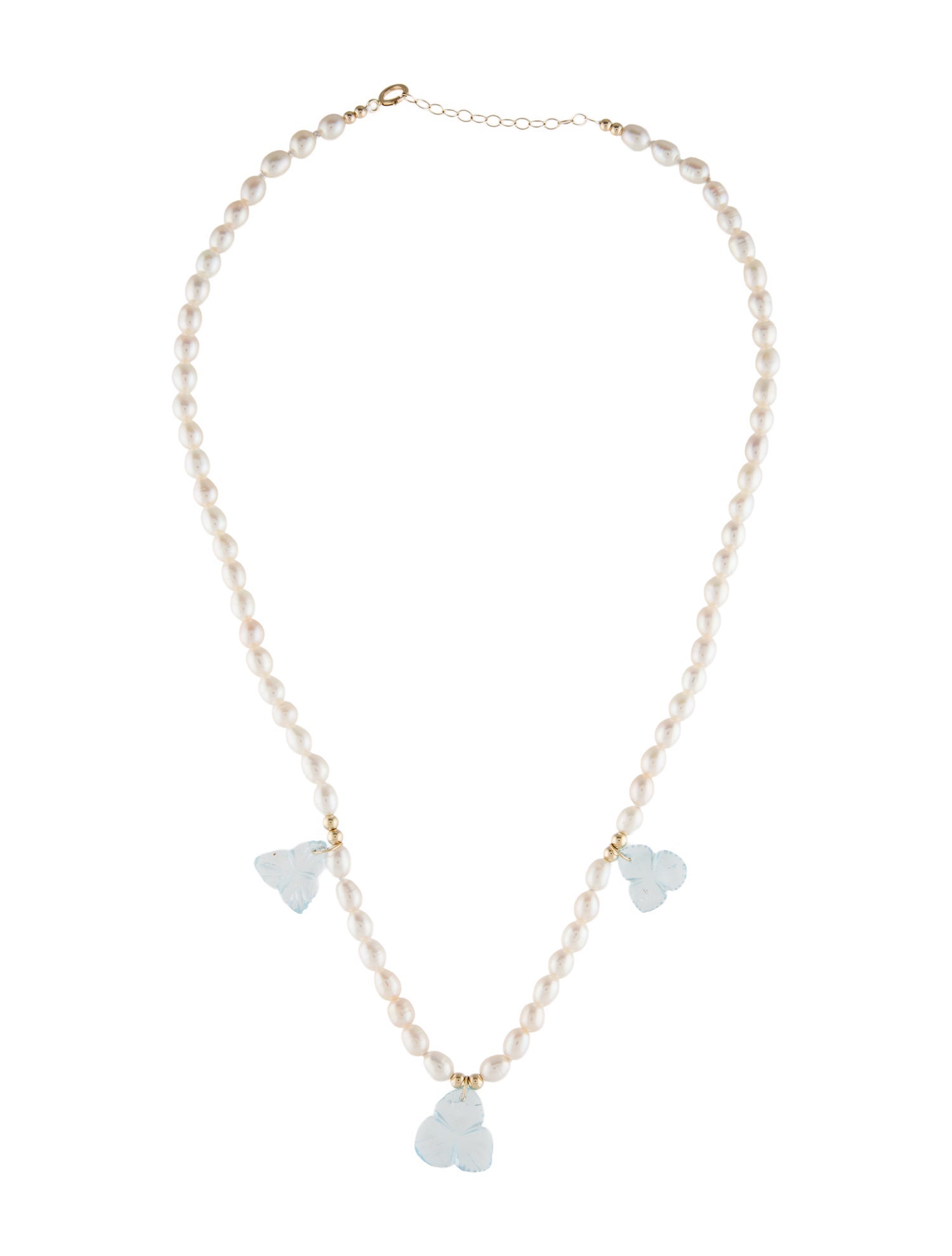 Necklace 14K Pearl & Topaz Station Necklace