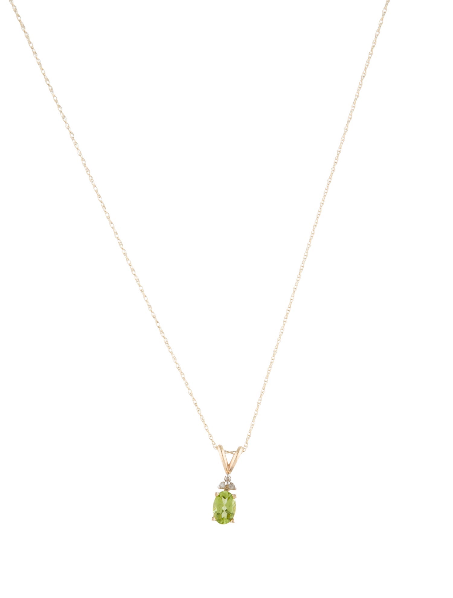 Necklace 10K Peridot & Diamond Pendant