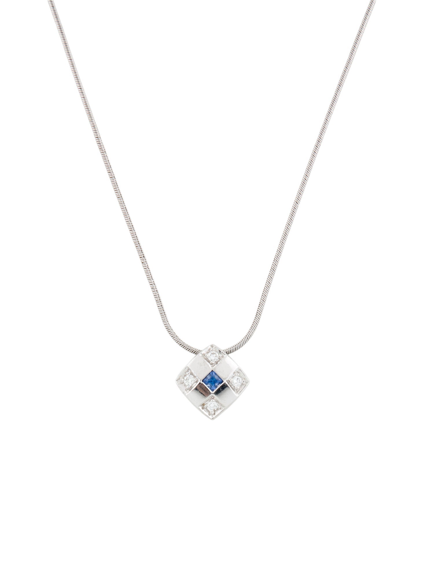 Necklace 18K Diamond & Sapphire Pendant