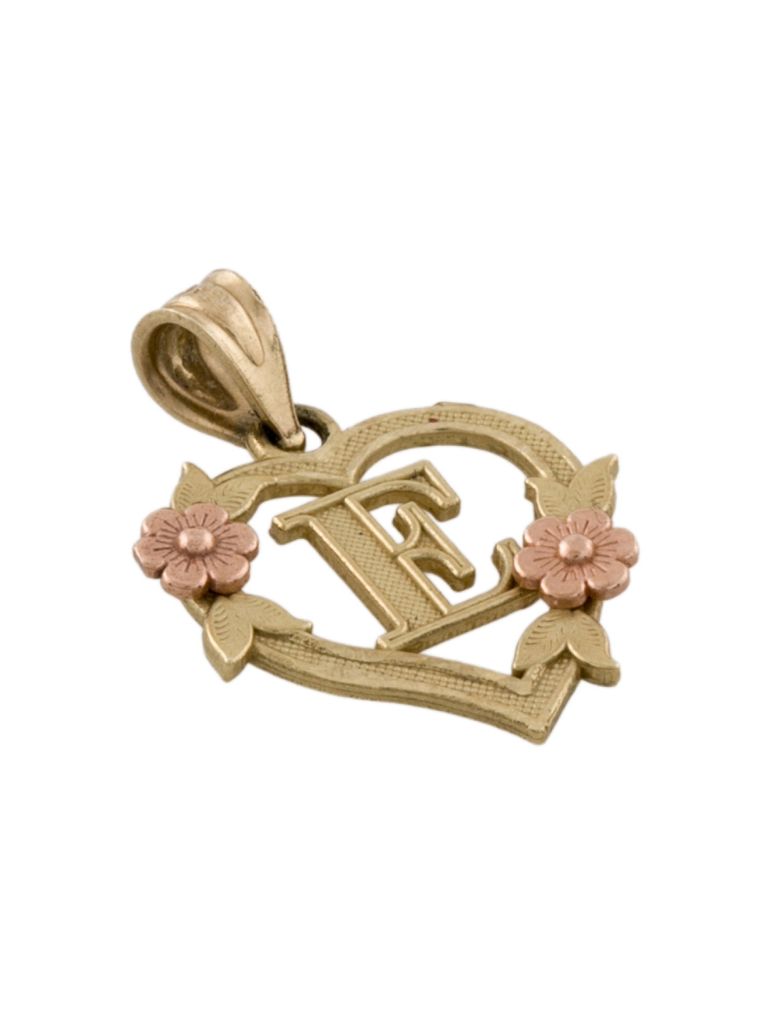 Necklace 10K Heart 'E' Letter Pendant