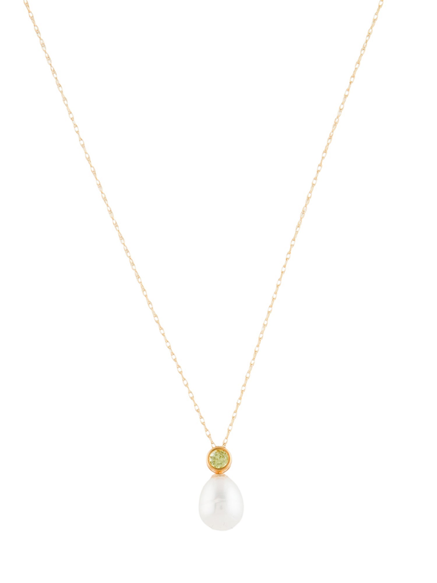Necklace 14K Pearl & Peridot Pendant