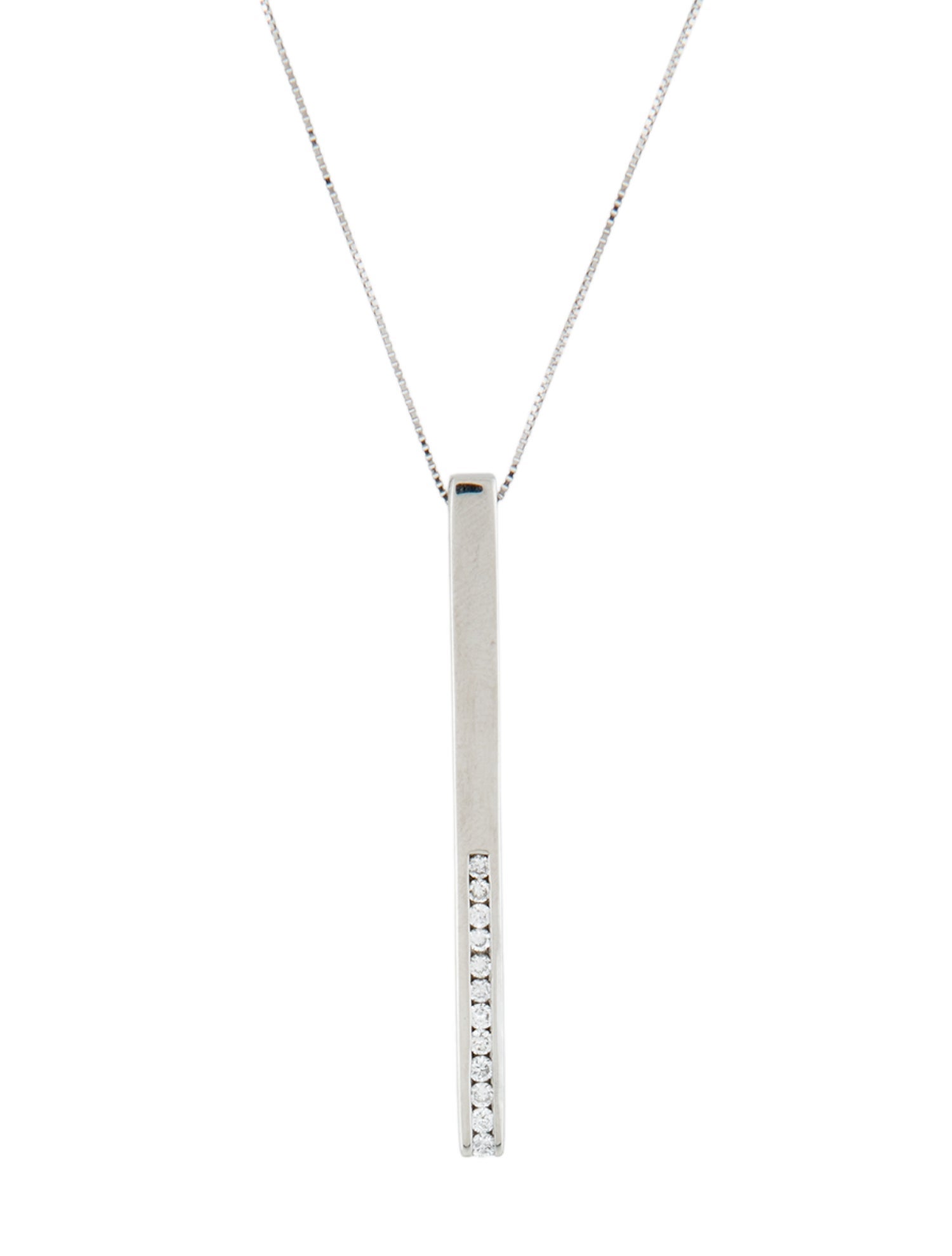 Necklace Platinum Diamond Bar Pendant