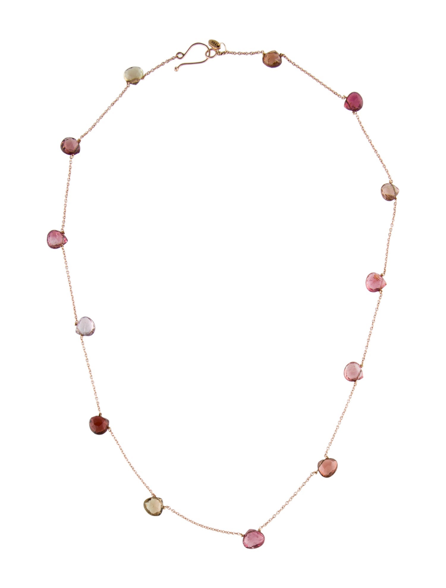 Necklace 14K Tourmaline Bead Station Necklace