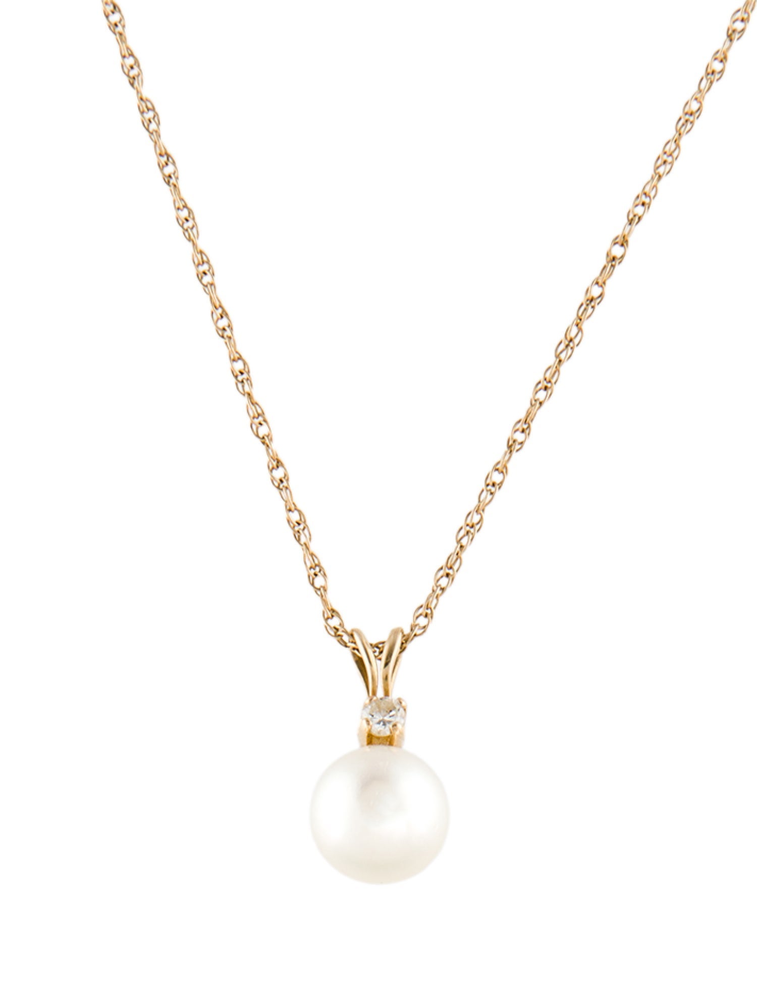 Necklace 14K Pearl & Diamond Pendant