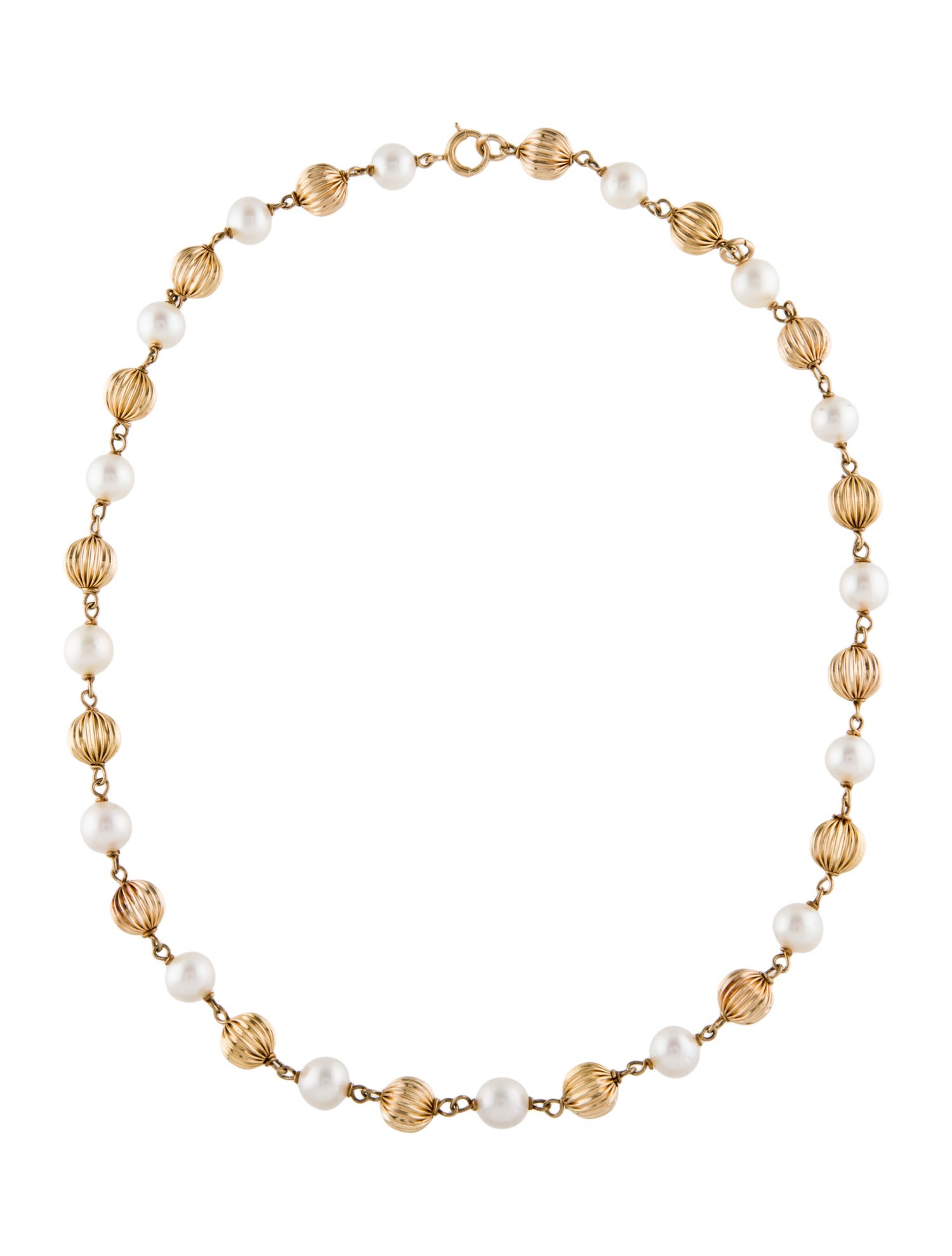 Necklace 14K Pearl Fluted Bead