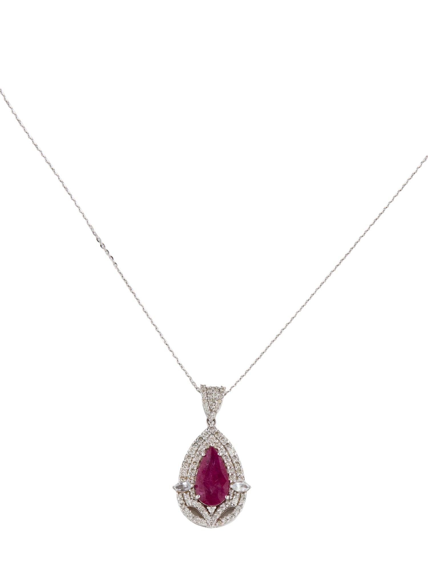 Necklace 1.86ct Ruby, Sapphire & Diamond Pendant
