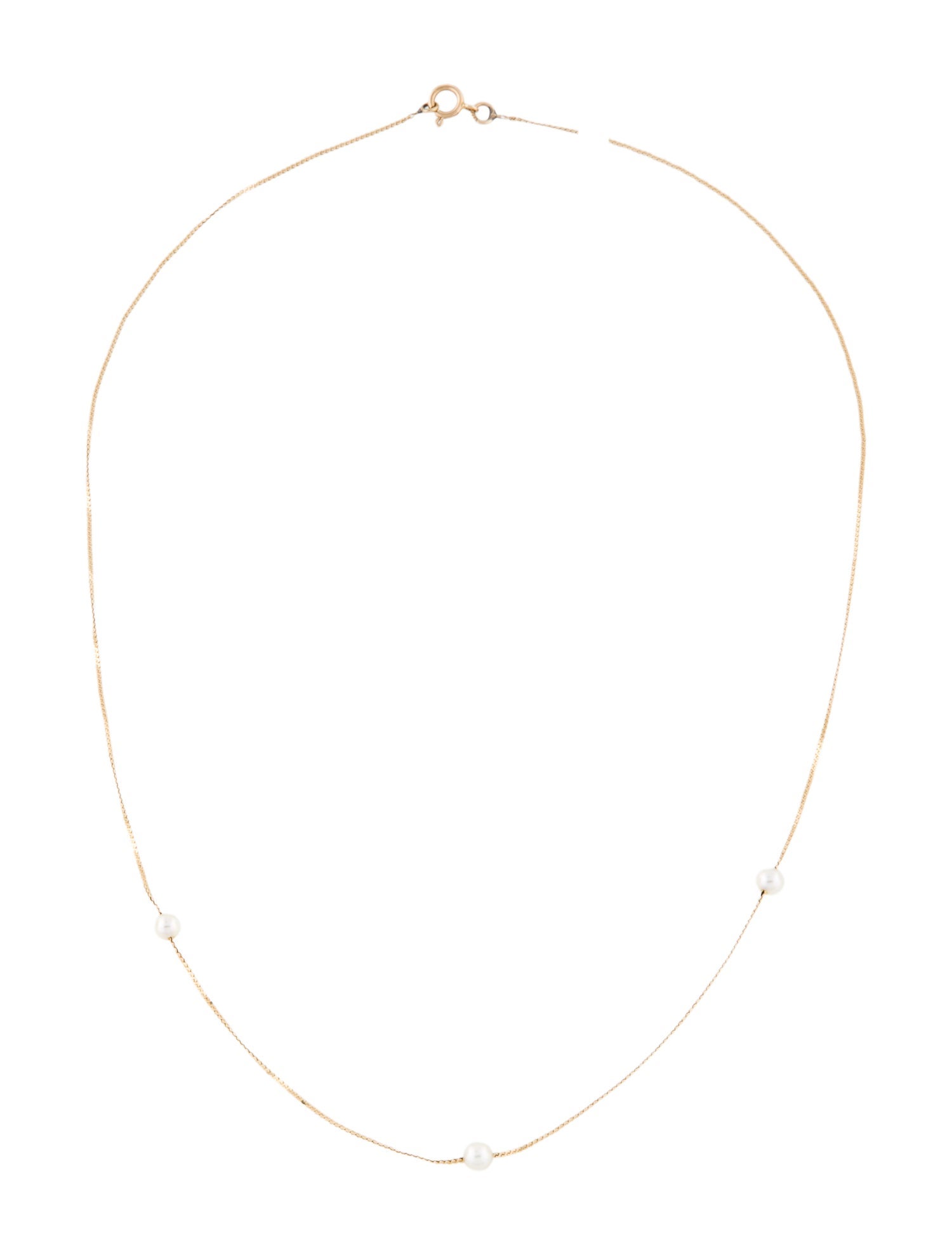 Necklace 14K Cultured Pearl Three Station Chain