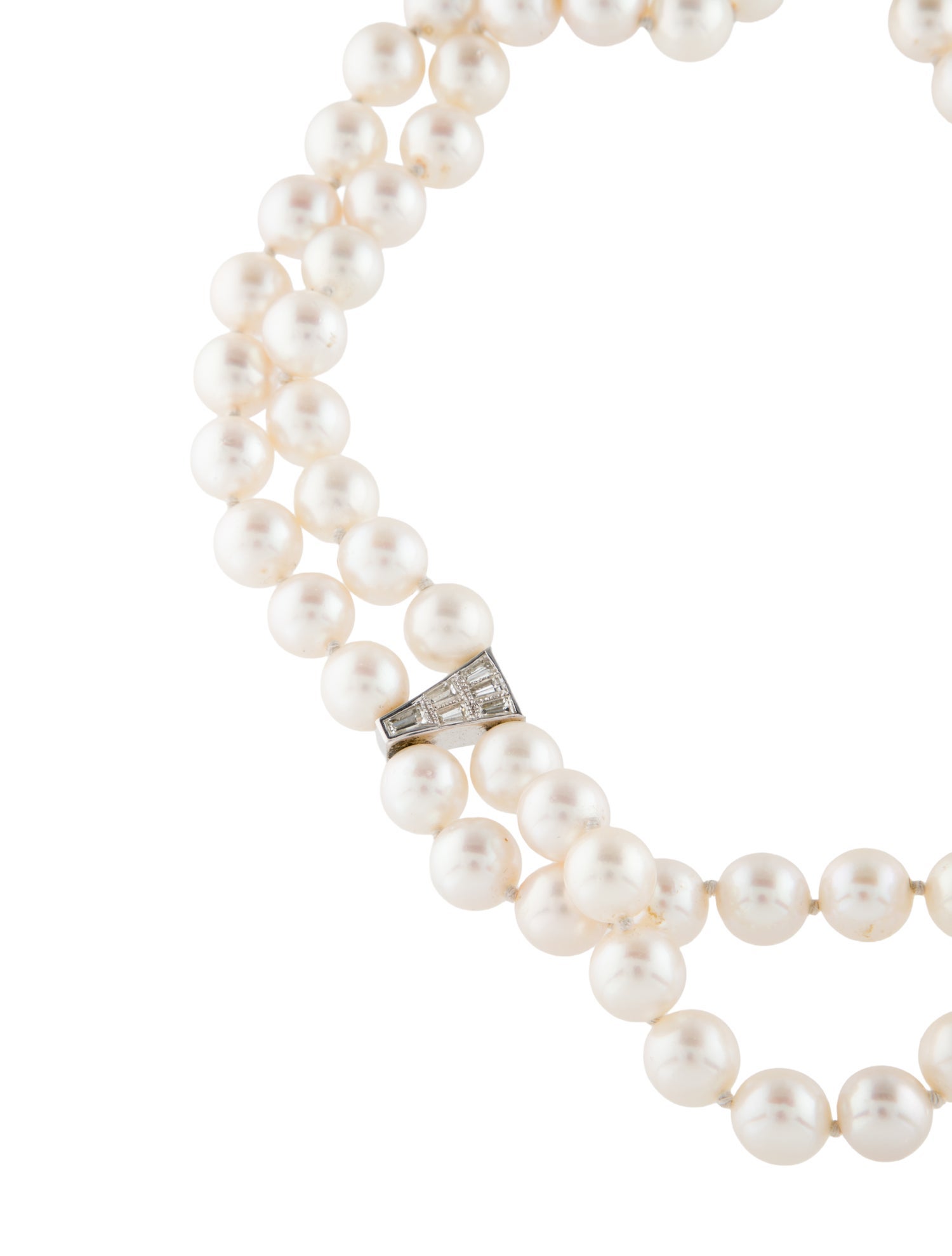 Necklace 14K Pearl & Diamond Double Strand Necklace