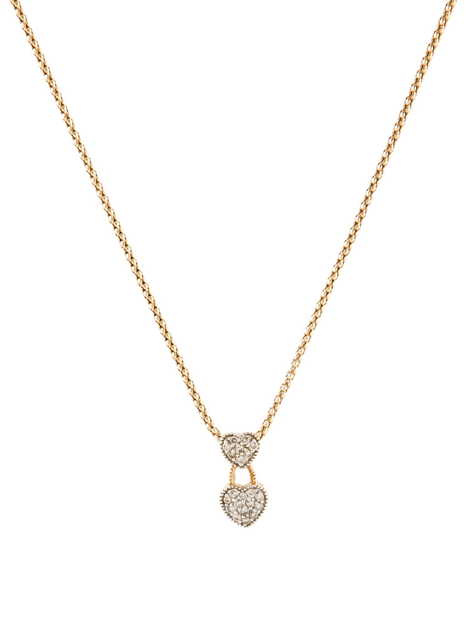 Necklace 14K Diamond Double Hearts Pendant