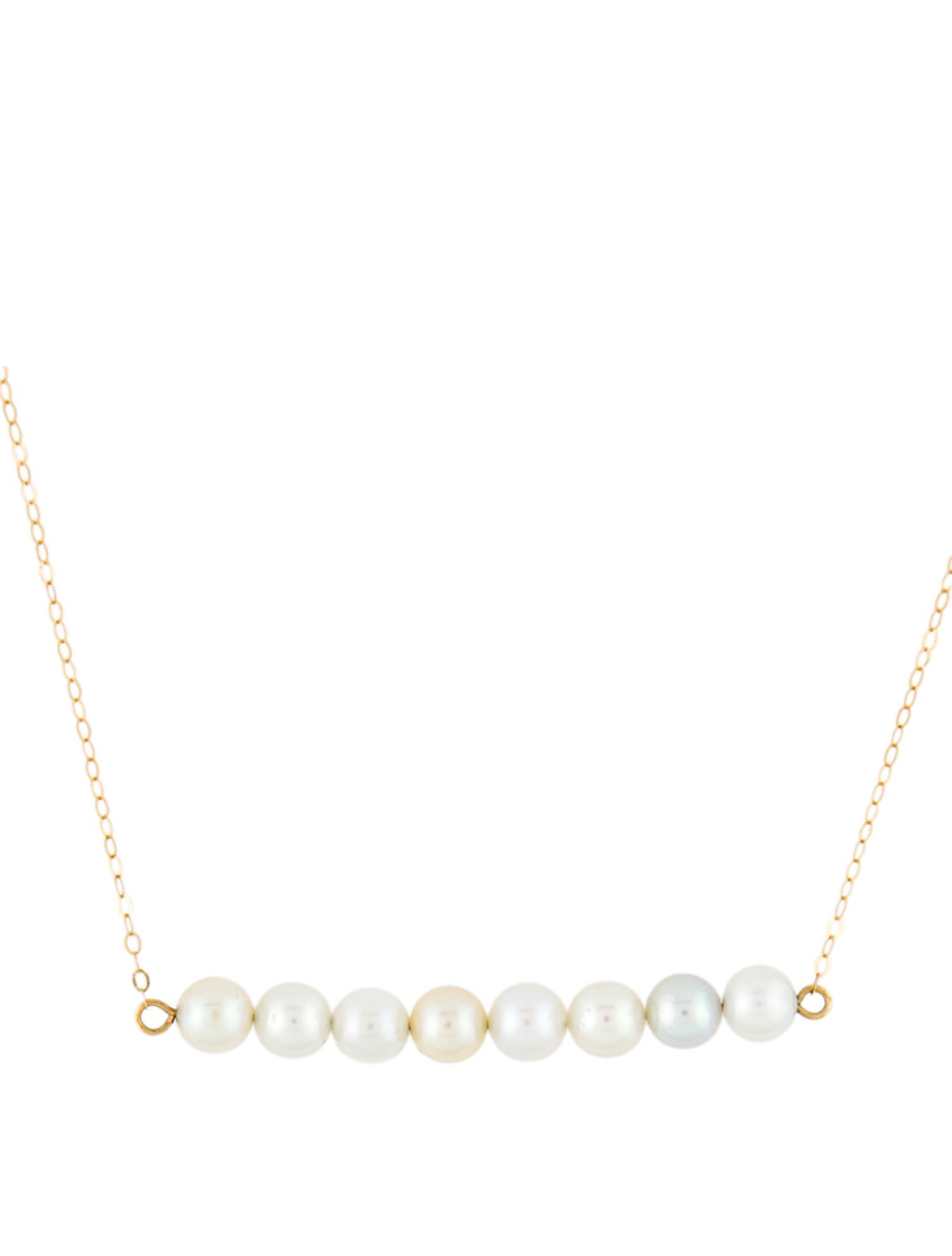 Necklace 18K Cultured Pearl Bar Pendant