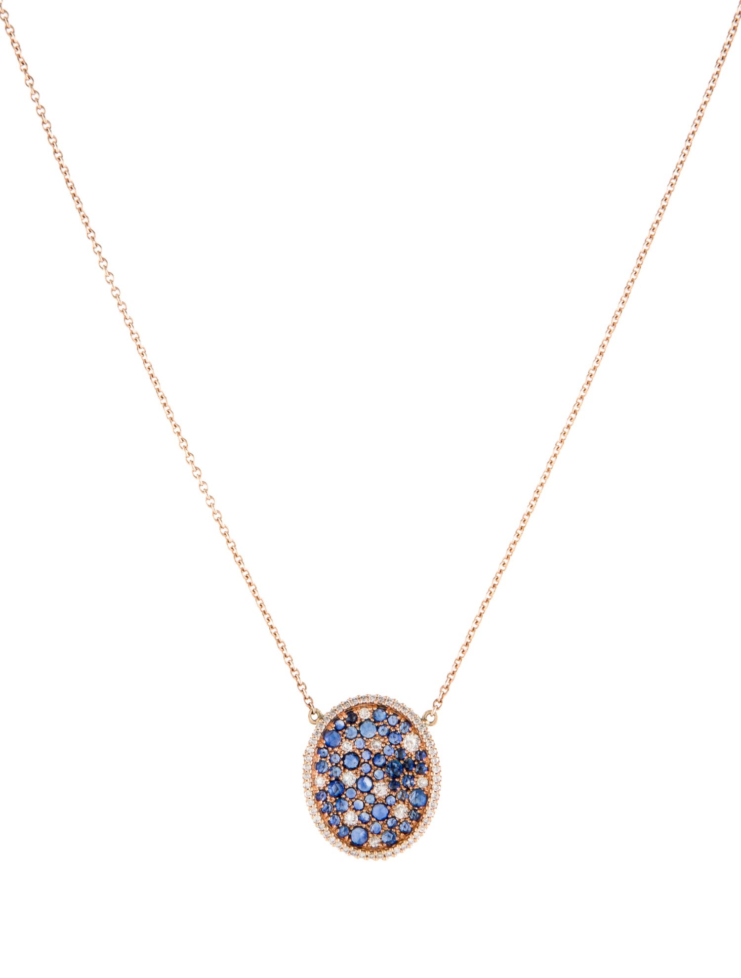 Necklace 14K Sapphire & Diamond Pendant Necklace