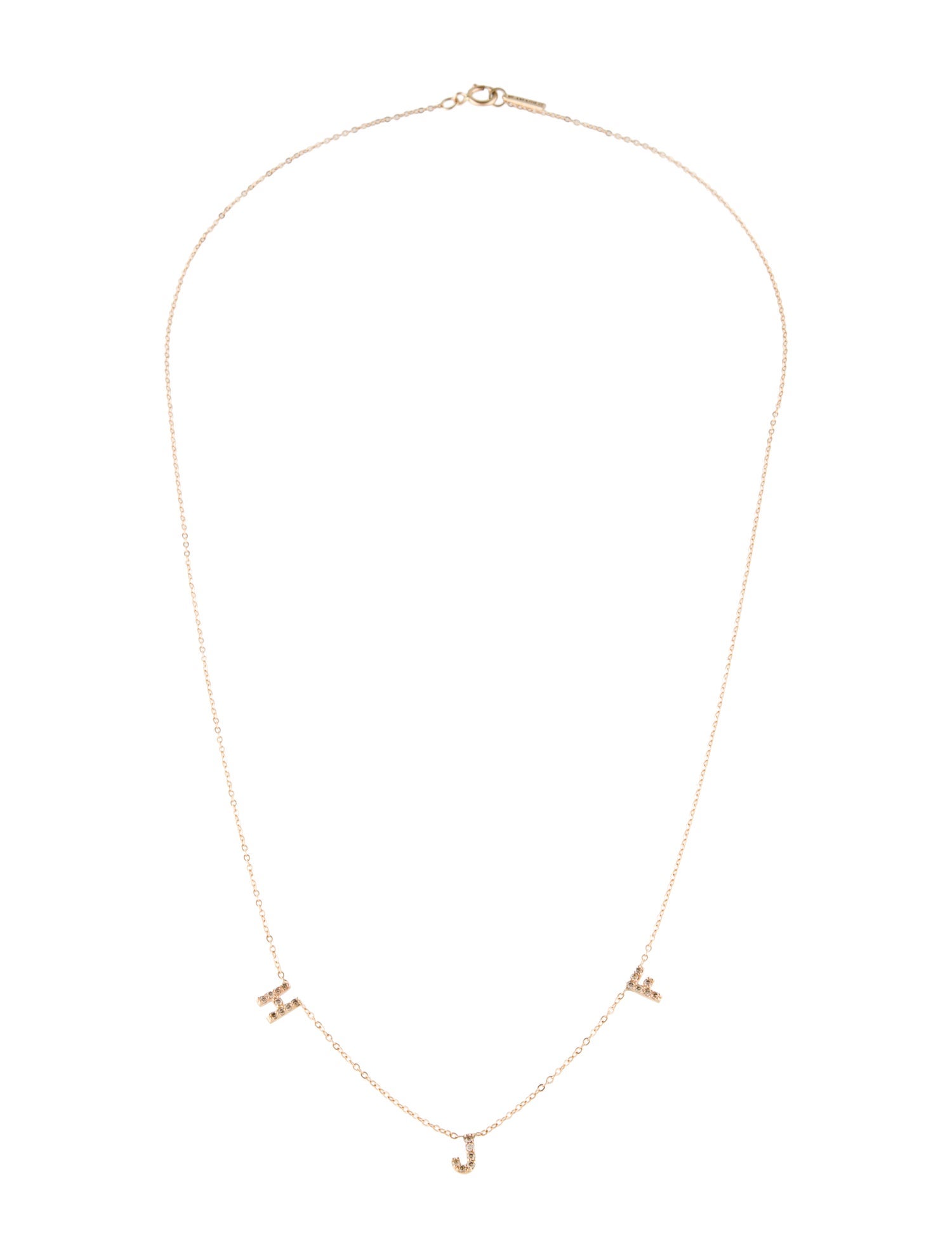 Necklace 14K Diamond Letters 'HJF' Station