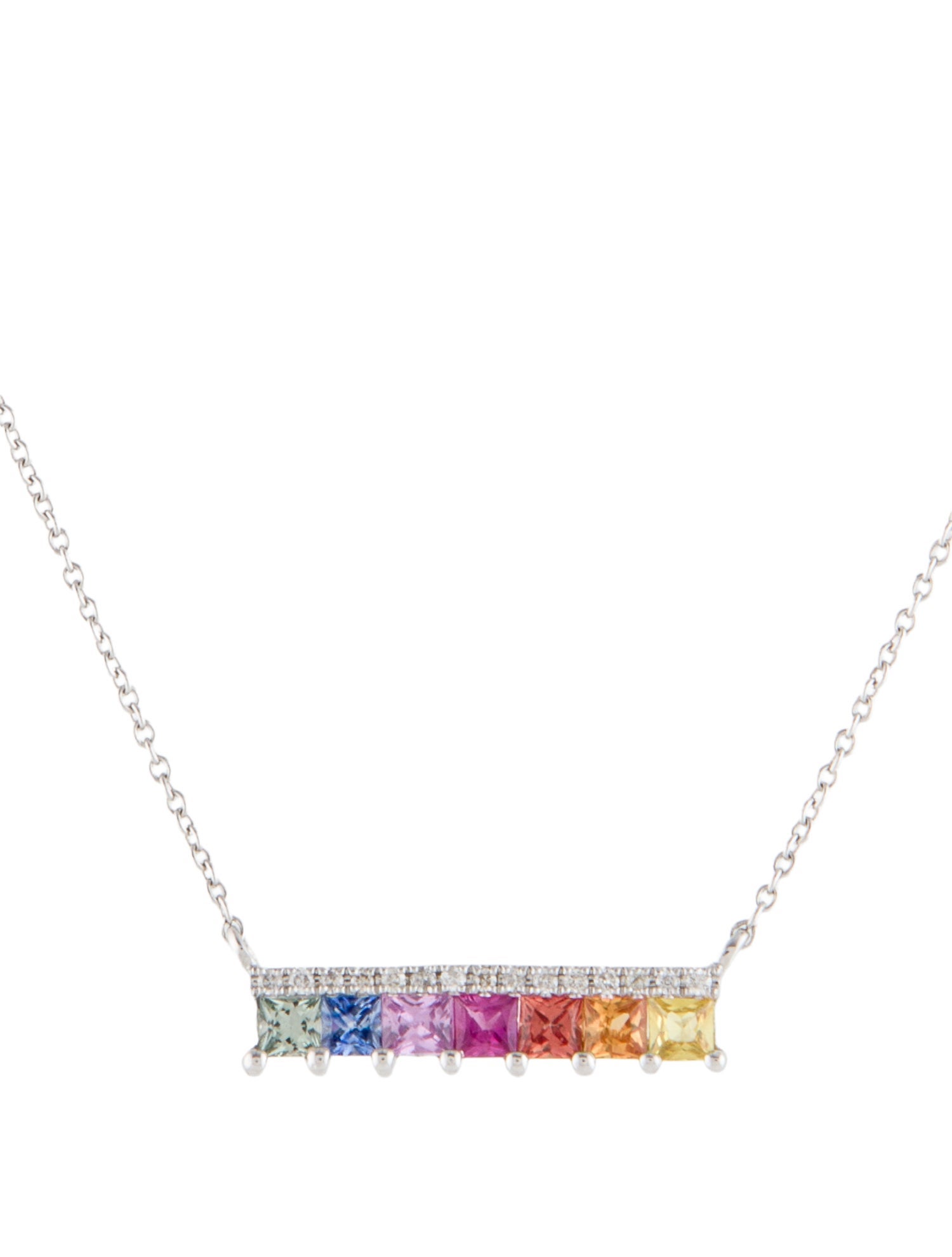 Necklace 14K Sapphire, Ruby & Diamond Pendant Necklace